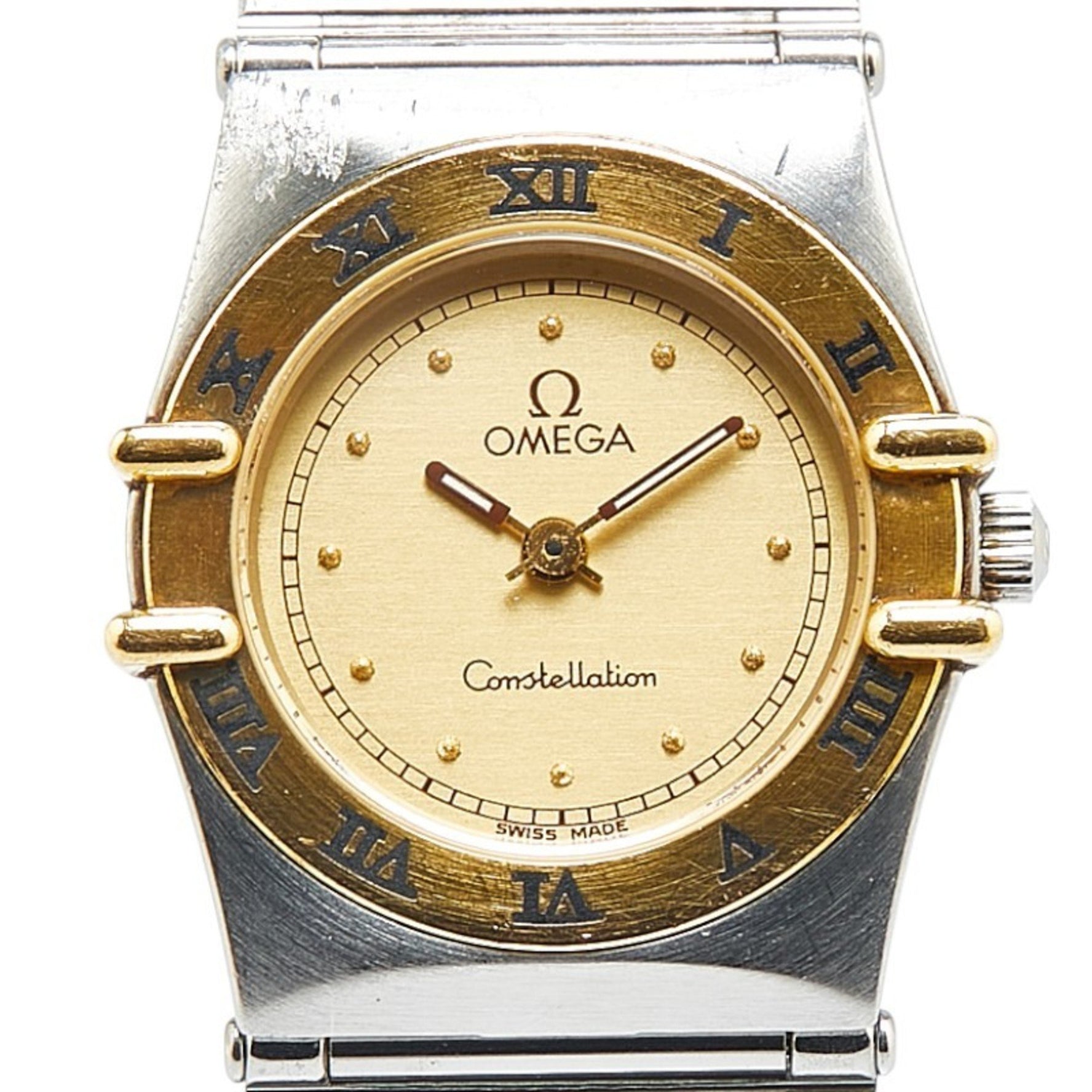 Omega Constellation Watch 1270.10.00 Quartz Gold Dial Stainless Steel