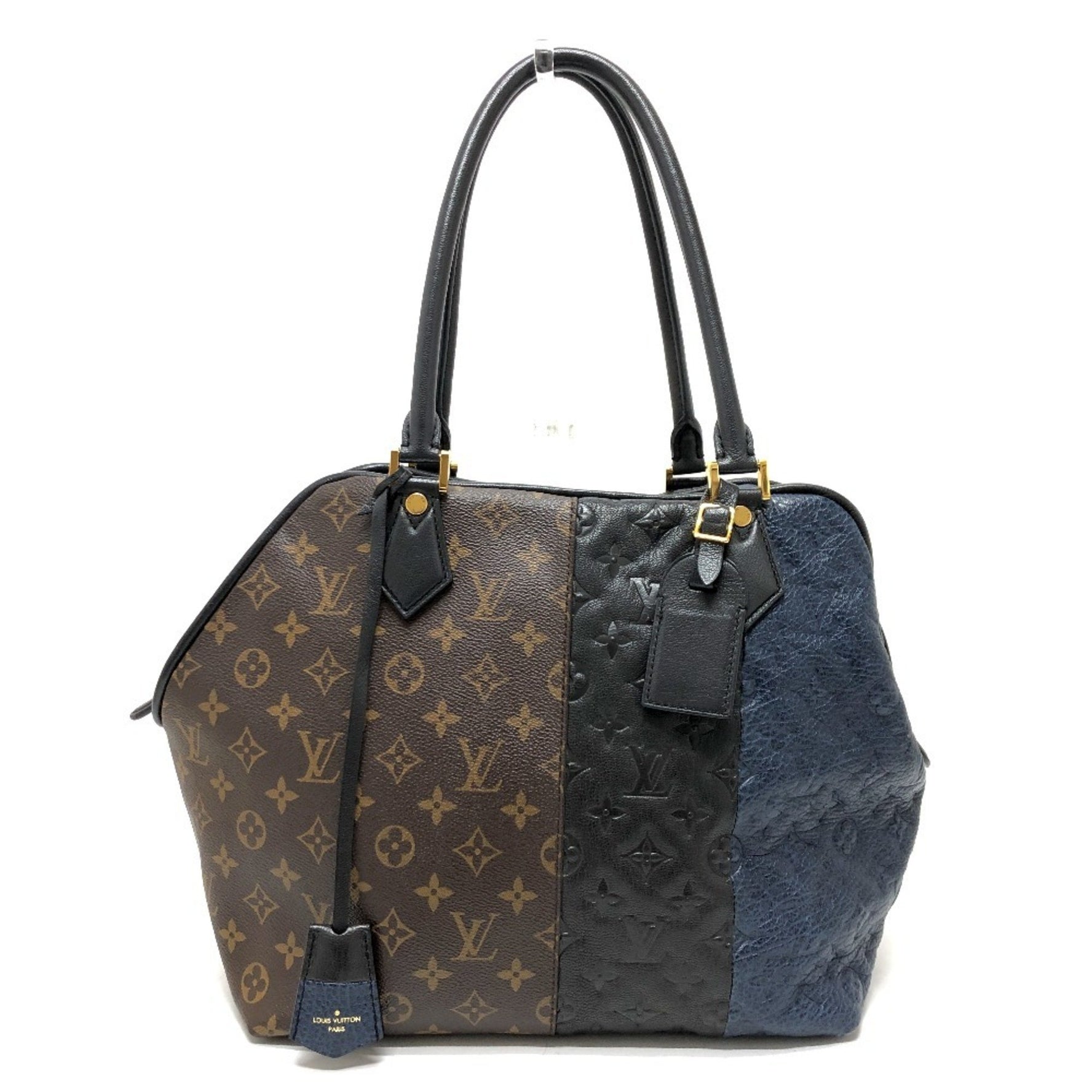 LOUIS VUITTON M40504 Monogram Block Tote Shoulder Bag, Canvas, Women's, Brown