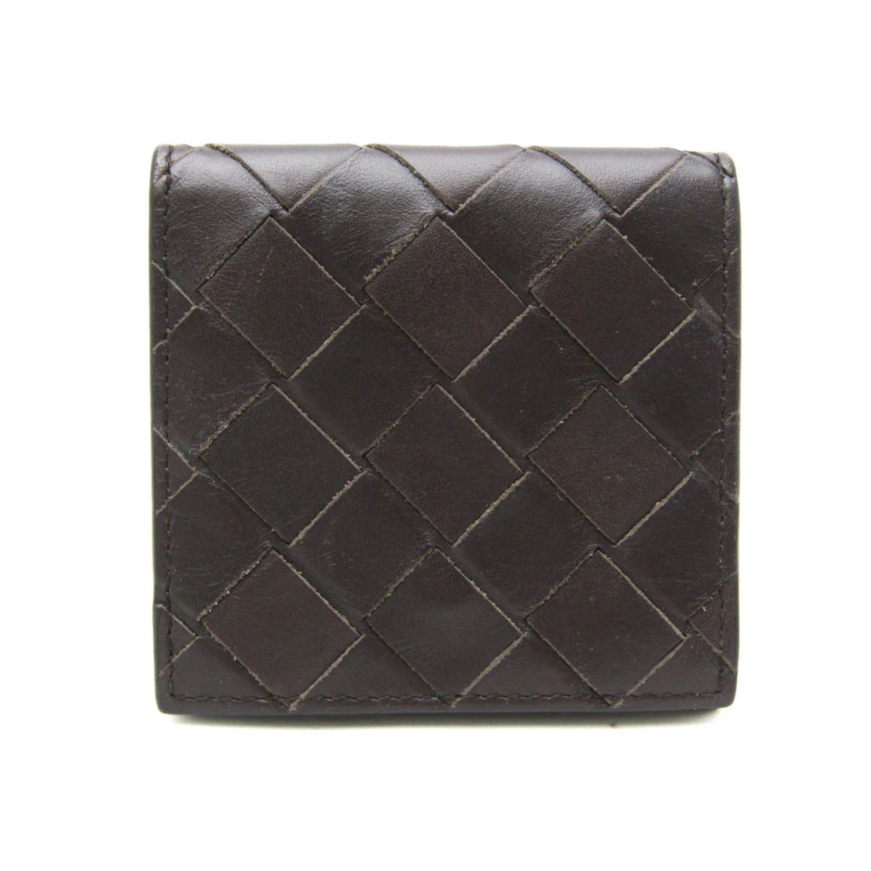 Bottega Veneta Intrecciato Women,Men Leather Coin Purse/coin Case Blue,Dark Brown