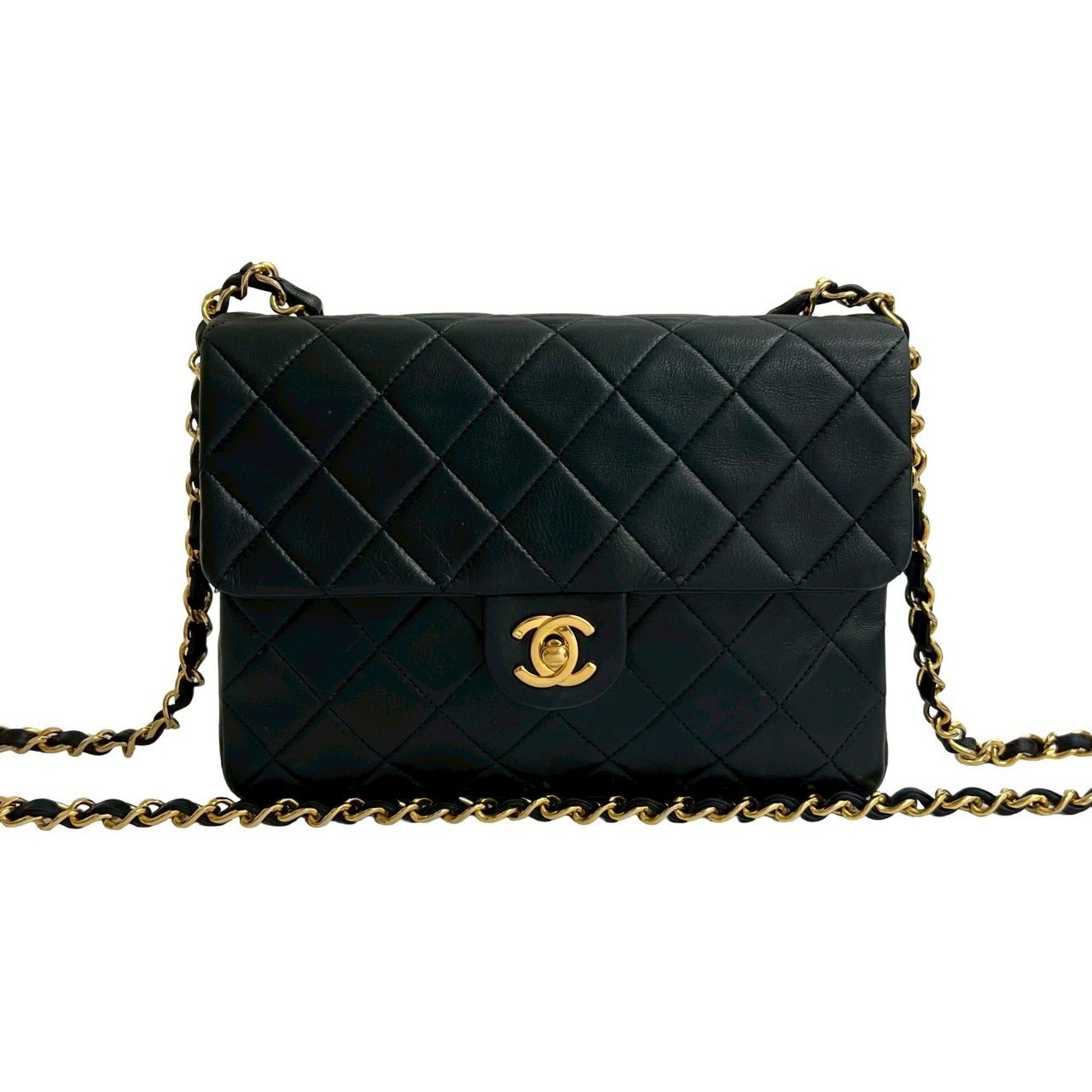 CHANEL Matelasse Coco Mark Lambskin Chain Shoulder Bag Pochette 07960