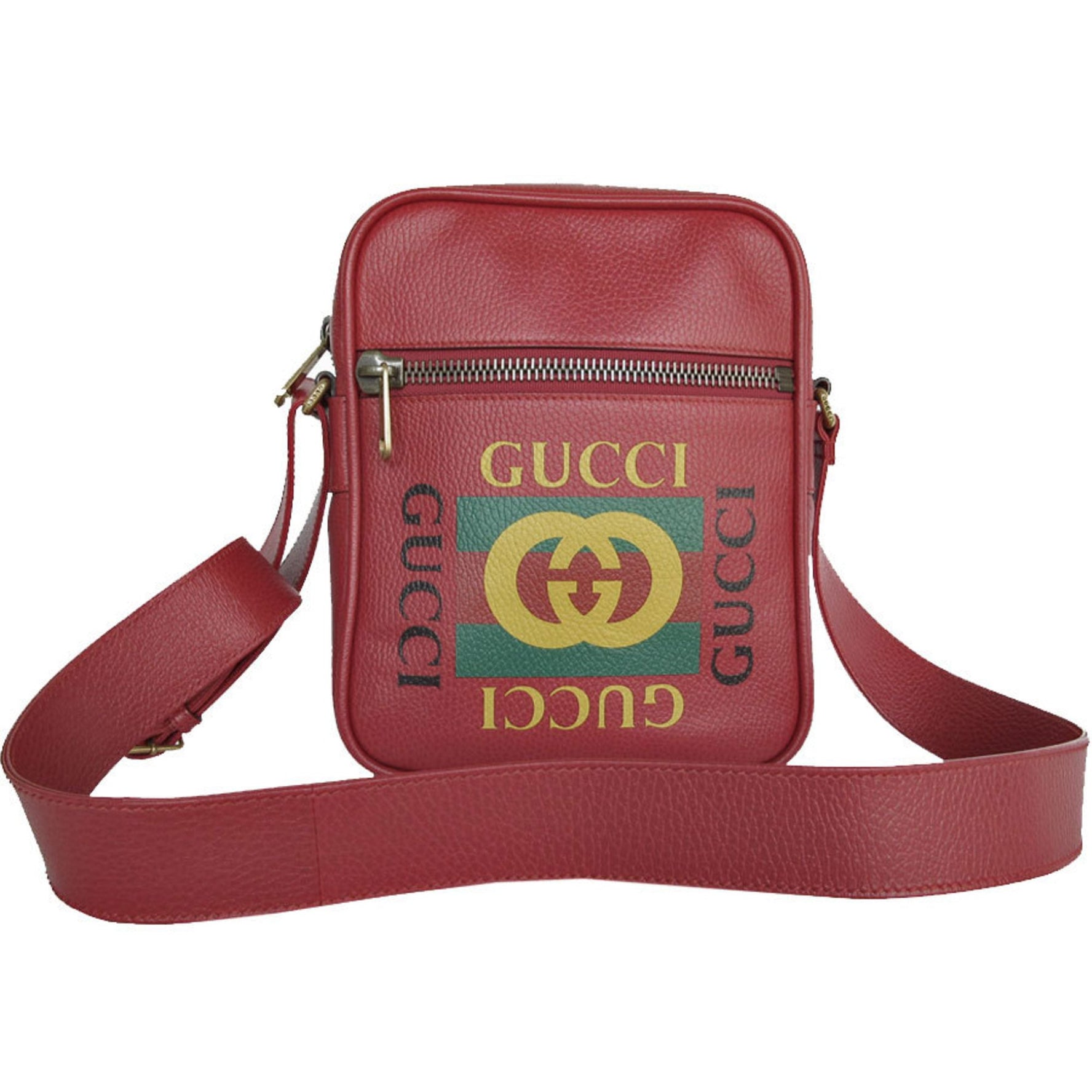 GUCCI Shoulder Bag Leather Dark Red Gold Men's s0263a