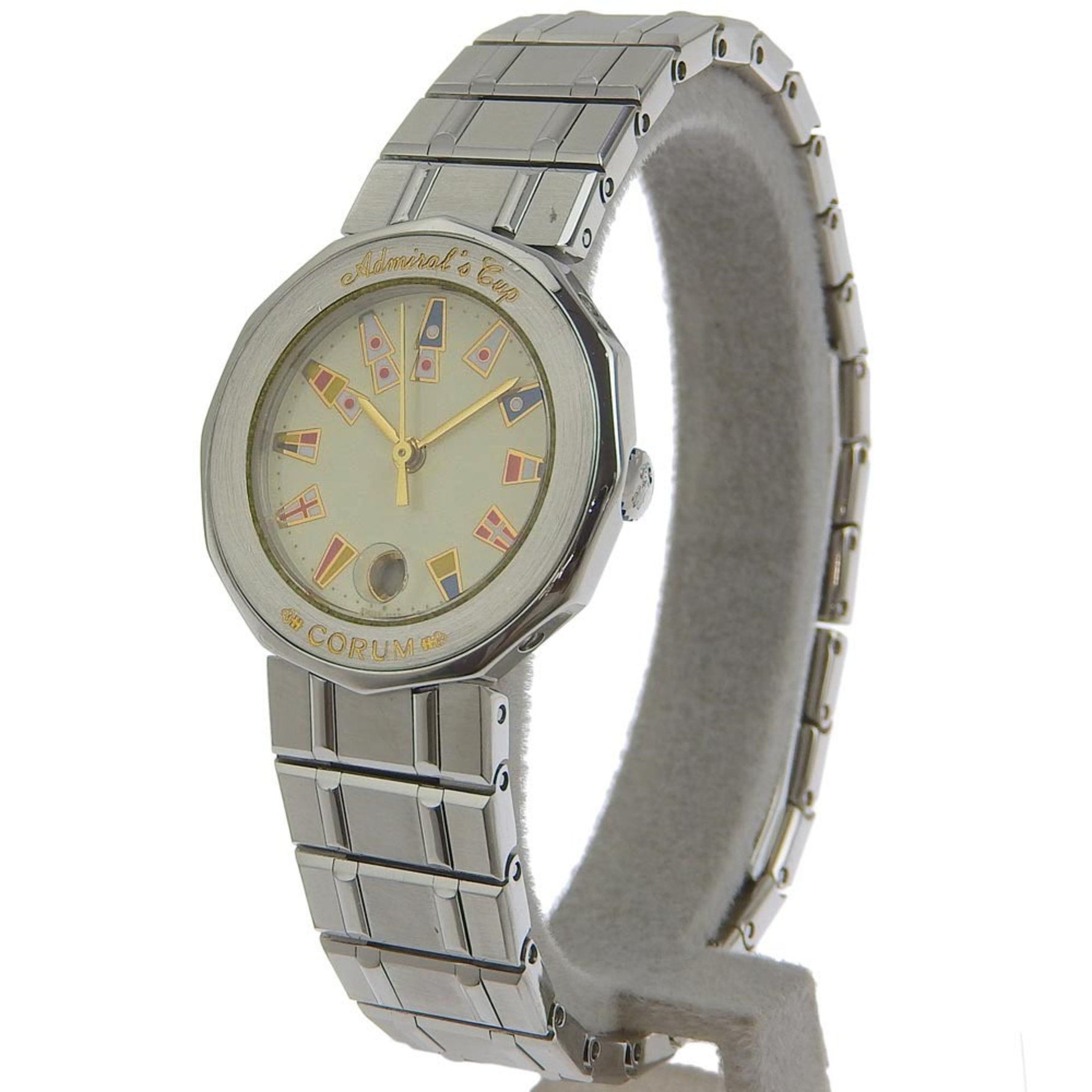 CORUM Corum Admiral's Cup Watch 39.610.20V50 Stainless Steel Silver Quartz Analog Display Ladies Ivory Dial