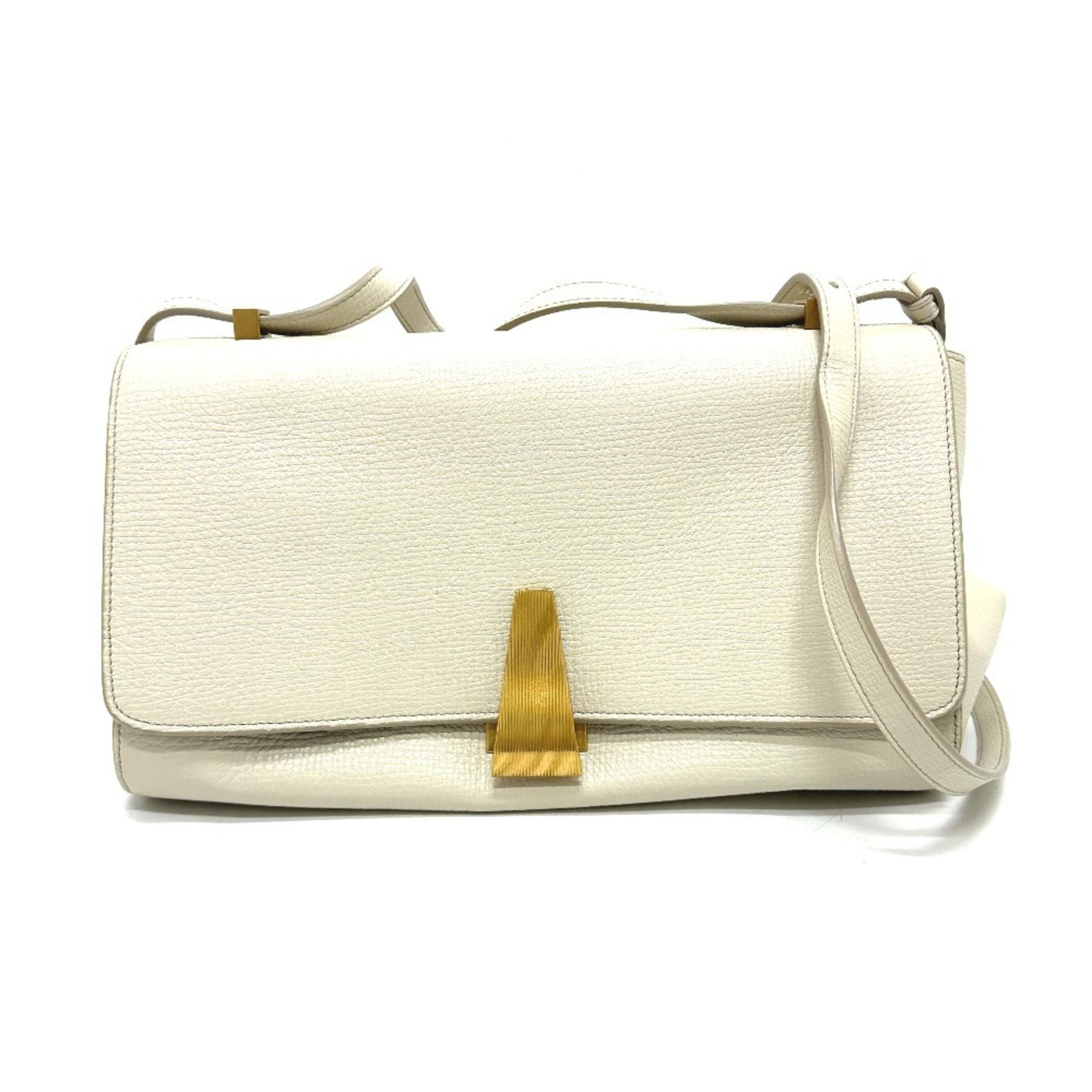 BOTTEGA VENETA Palmellato Angle Shoulder Bag Leather Ivory White