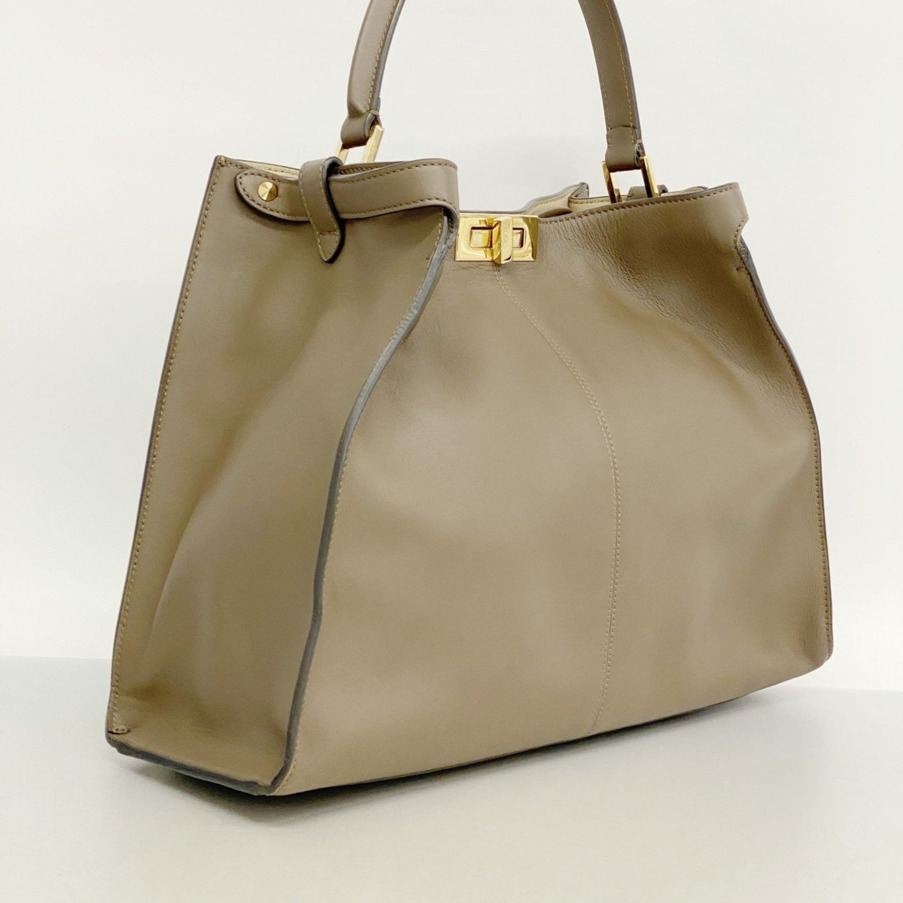 Fendi Peekaboo X-Lite Leather Handbag Brown Women's