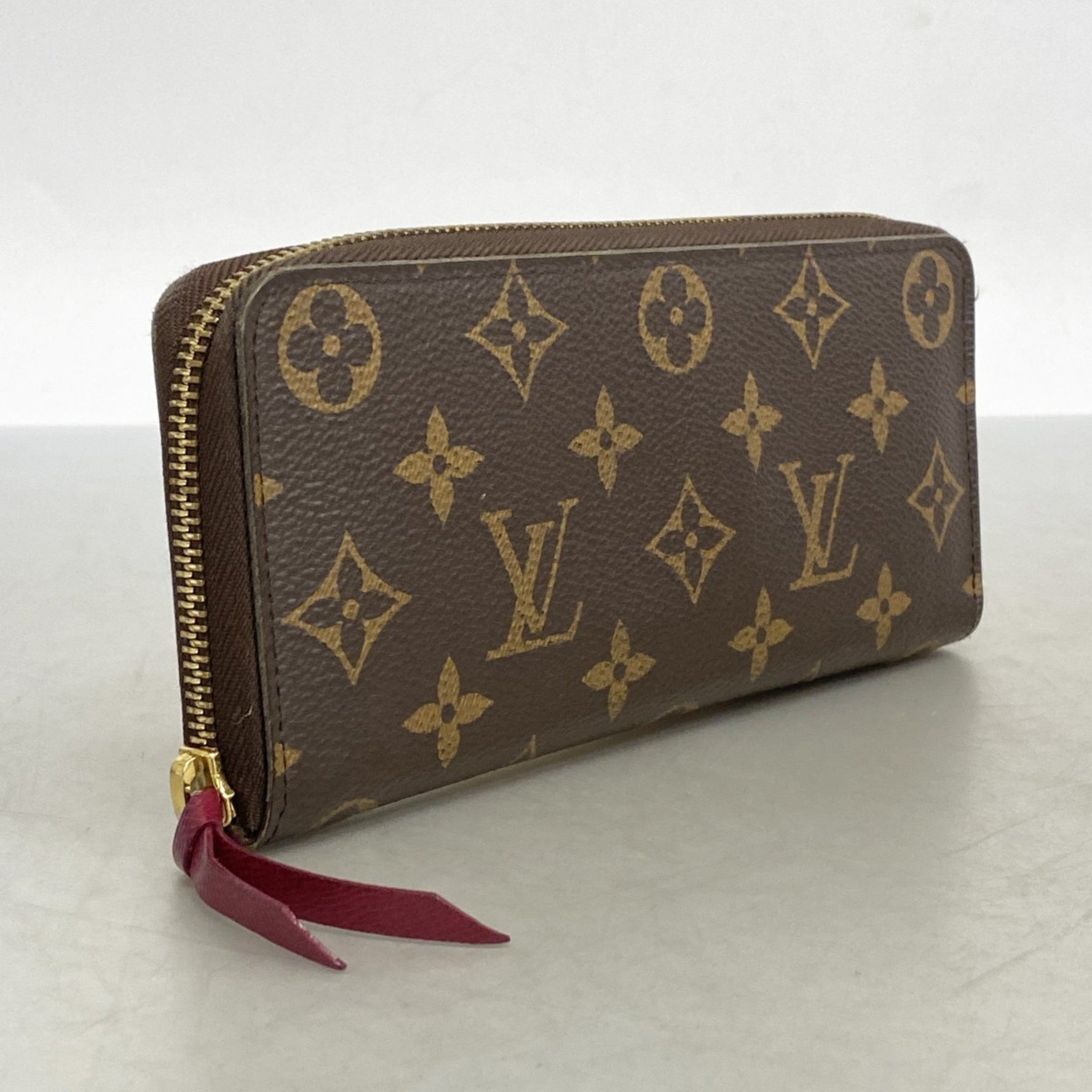 Louis Vuitton Monogram Portefeuille Clemence Long Wallet Brown Fuchsia