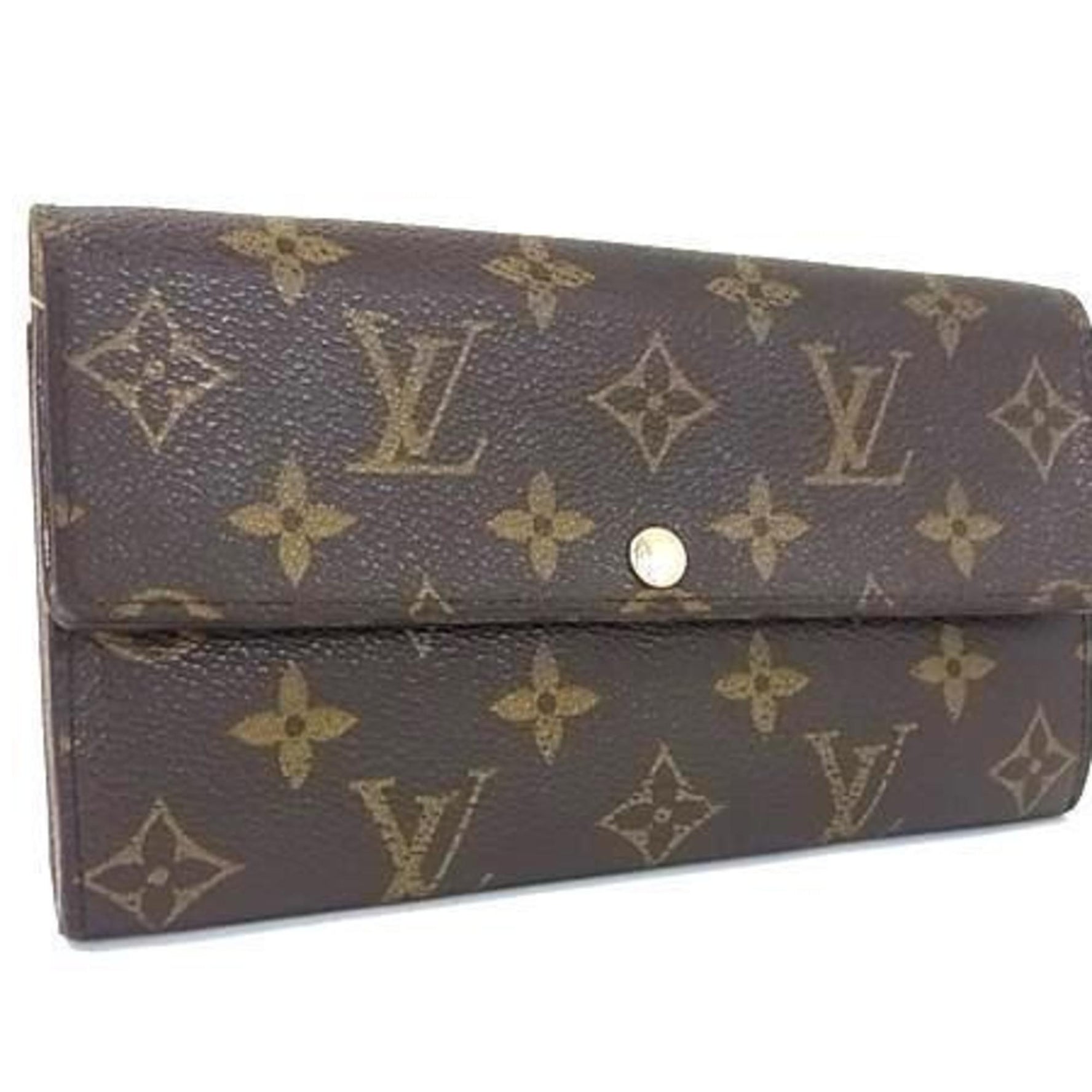 Louis Vuitton Monogram Portefeuille Sarah Wallet Brown Leather Bifold Long