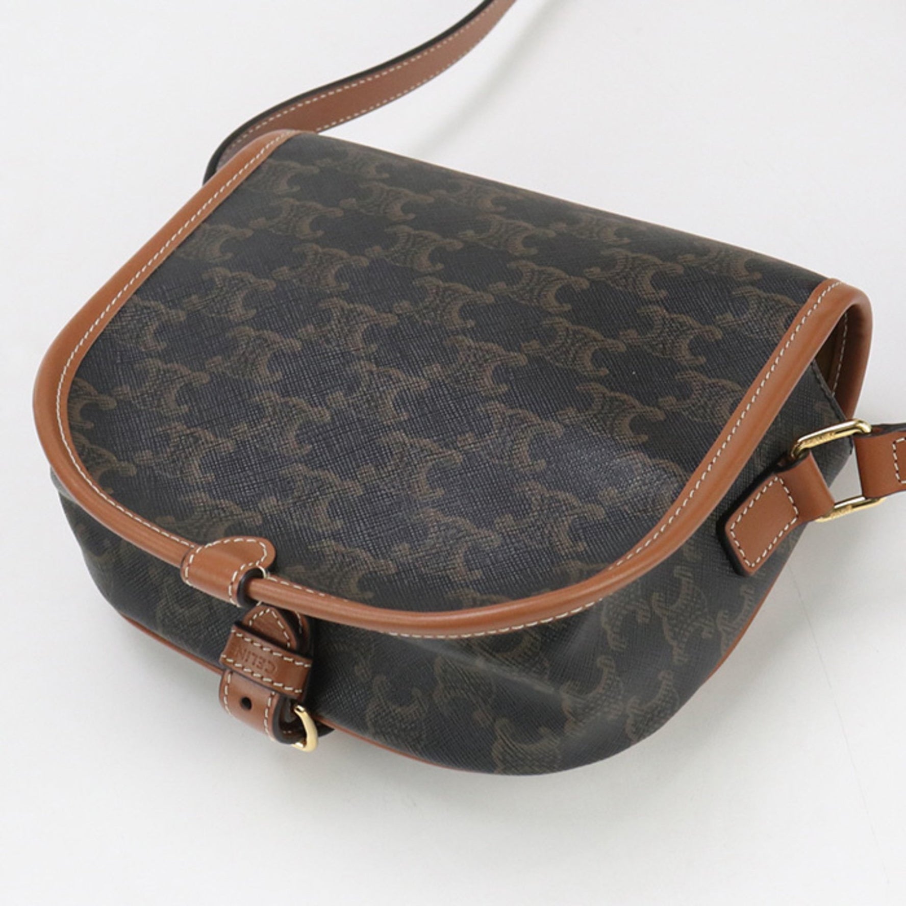 CELINE Folco Triomphe Canvas Shoulder Bag Medium
