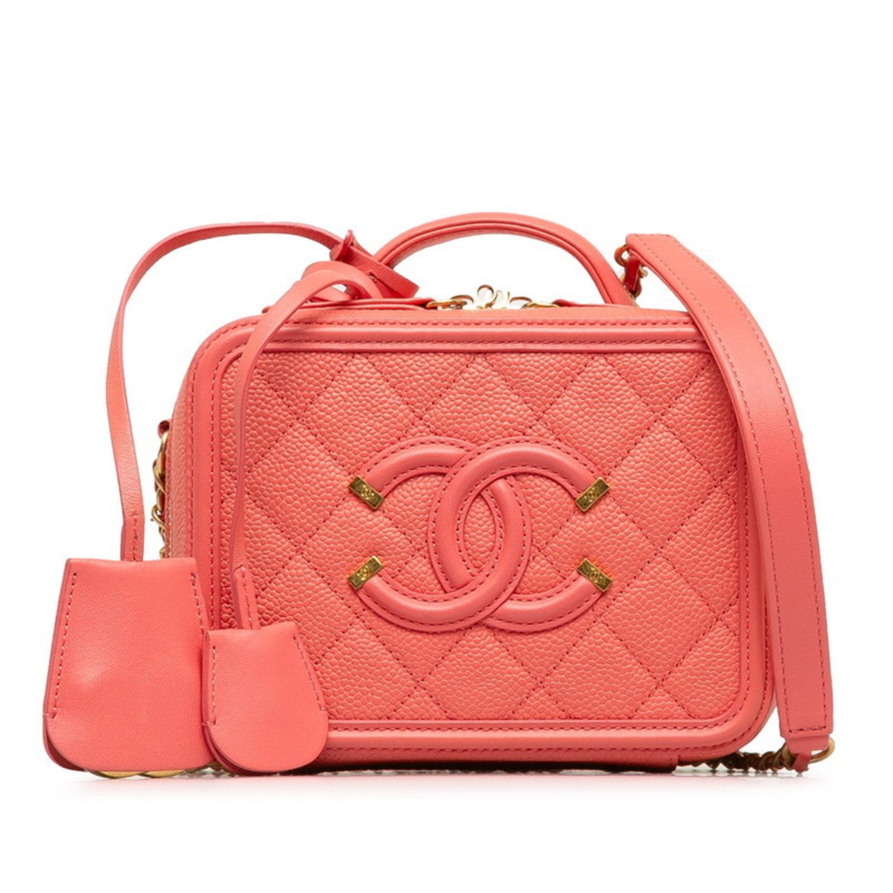 CHANEL Matelasse Coco Mark CC Figurine Handbag/Shoulder Bag, Caviar Skin
