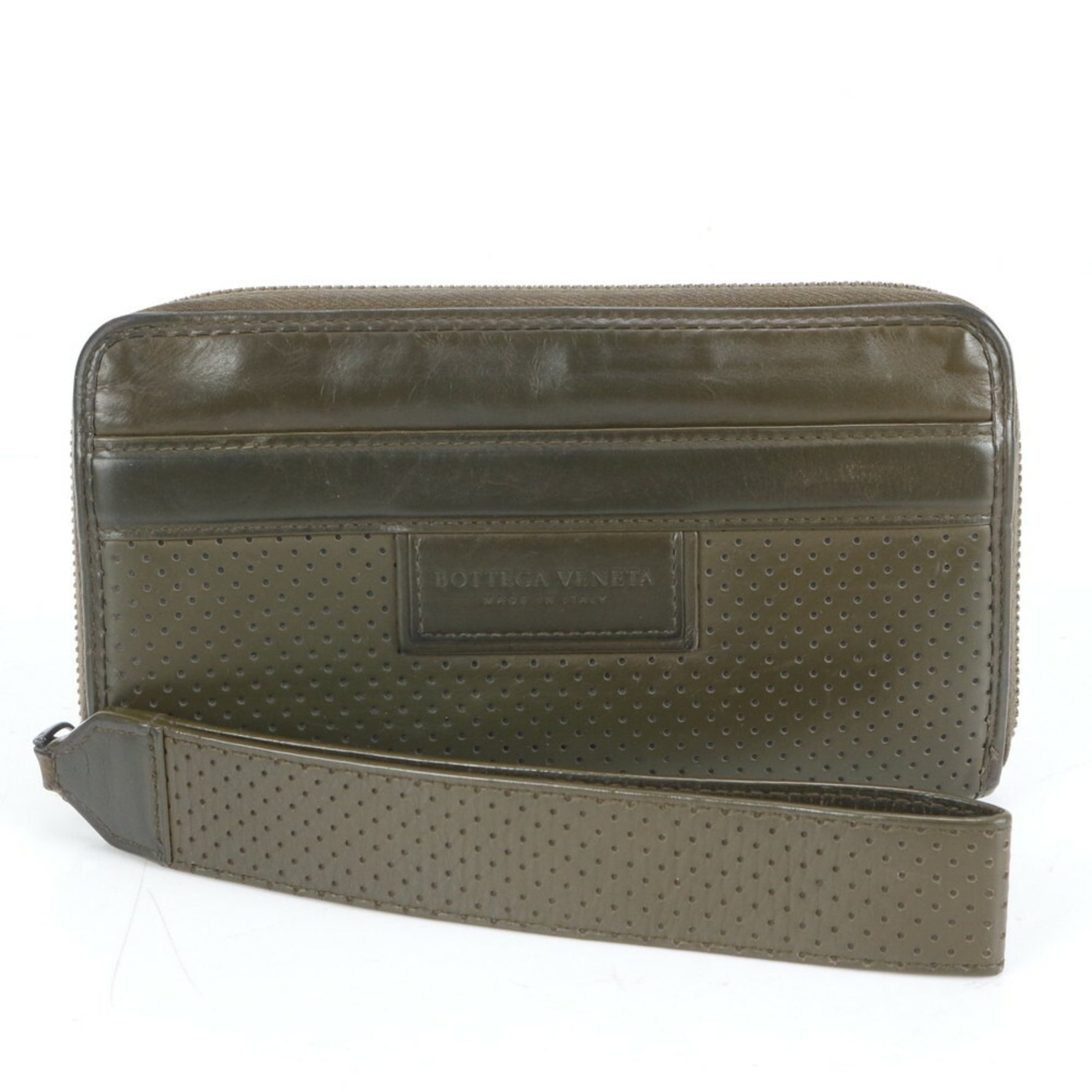 Bottega Veneta Leggero Perforated Leather Long Wallet, Bifold, Round, Men's