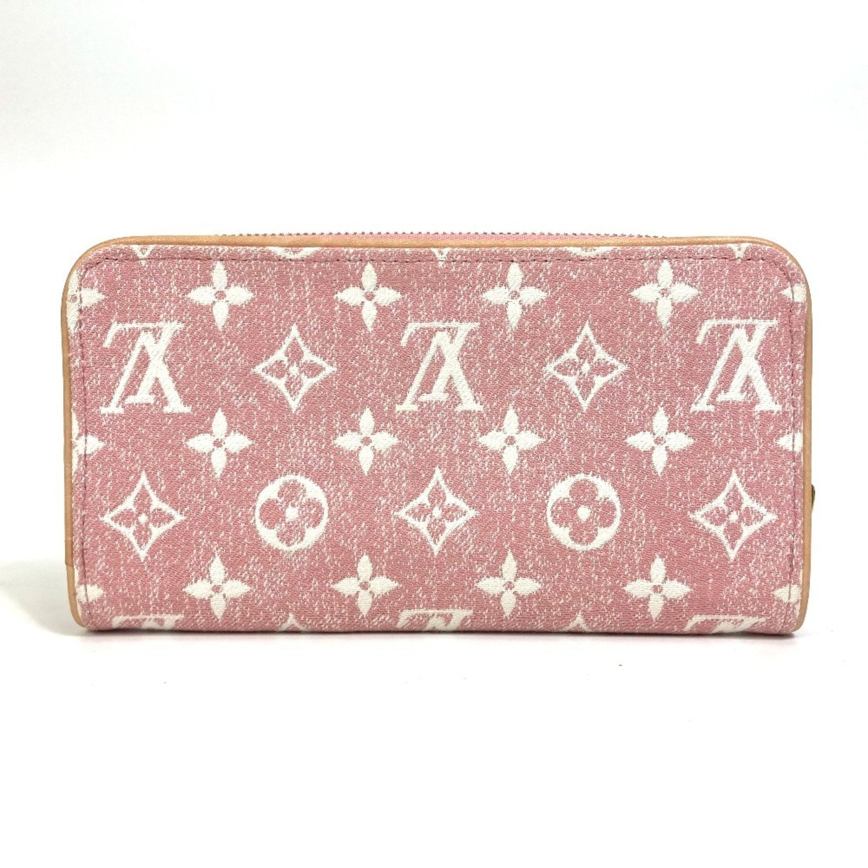 LOUIS VUITTON M81182 Monogram Denim Zippy Wallet, Round Zipper Long Denim, Women's, Pink
