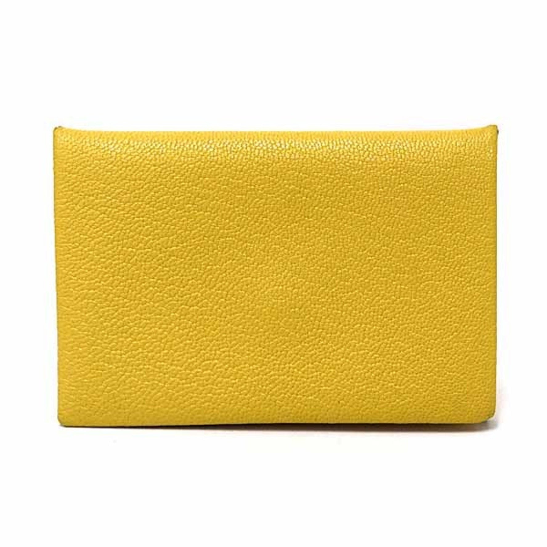 Hermes Hermès Calvi Verso Card Case/Business Holder, Chevre Mysore, B Stamp, 2023, Yellow/Blue