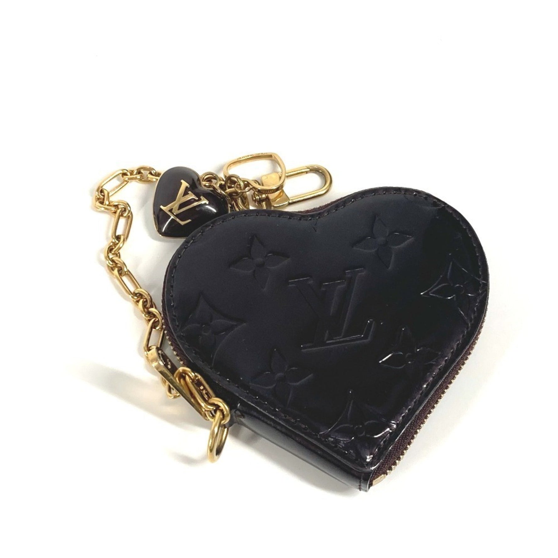 Louis Vuitton Monogram Vernis Porte Monnaie Cool Wallet Coin Purse Heart Chain Wallet/Coin Case Amaranth Purple