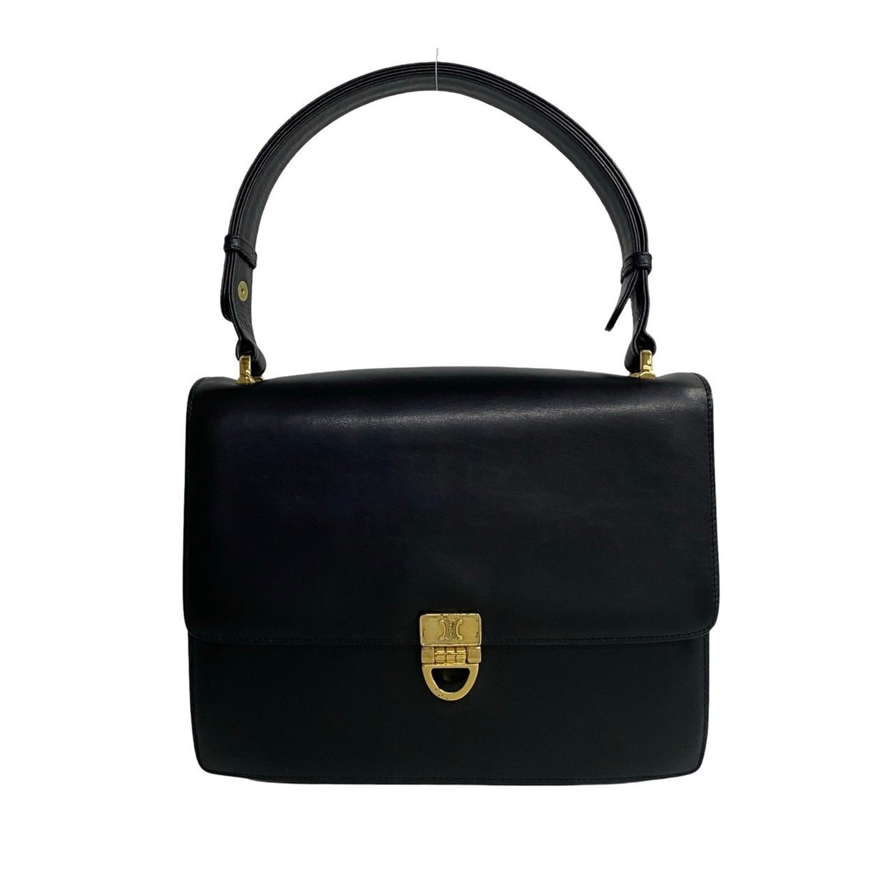 CELINE Vintage Triomphe Logo Hardware Calfskin Leather Handbag/Shoulder Bag