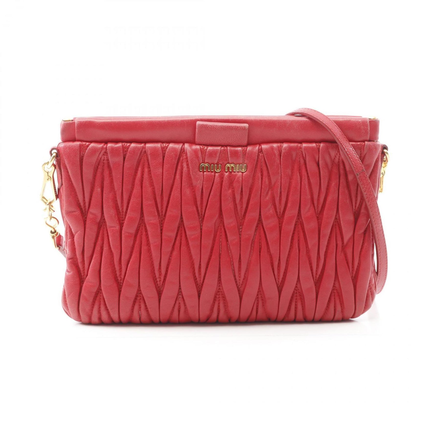 Miu Miu Miu Matelasse Shoulder Bag, Leather, Red
