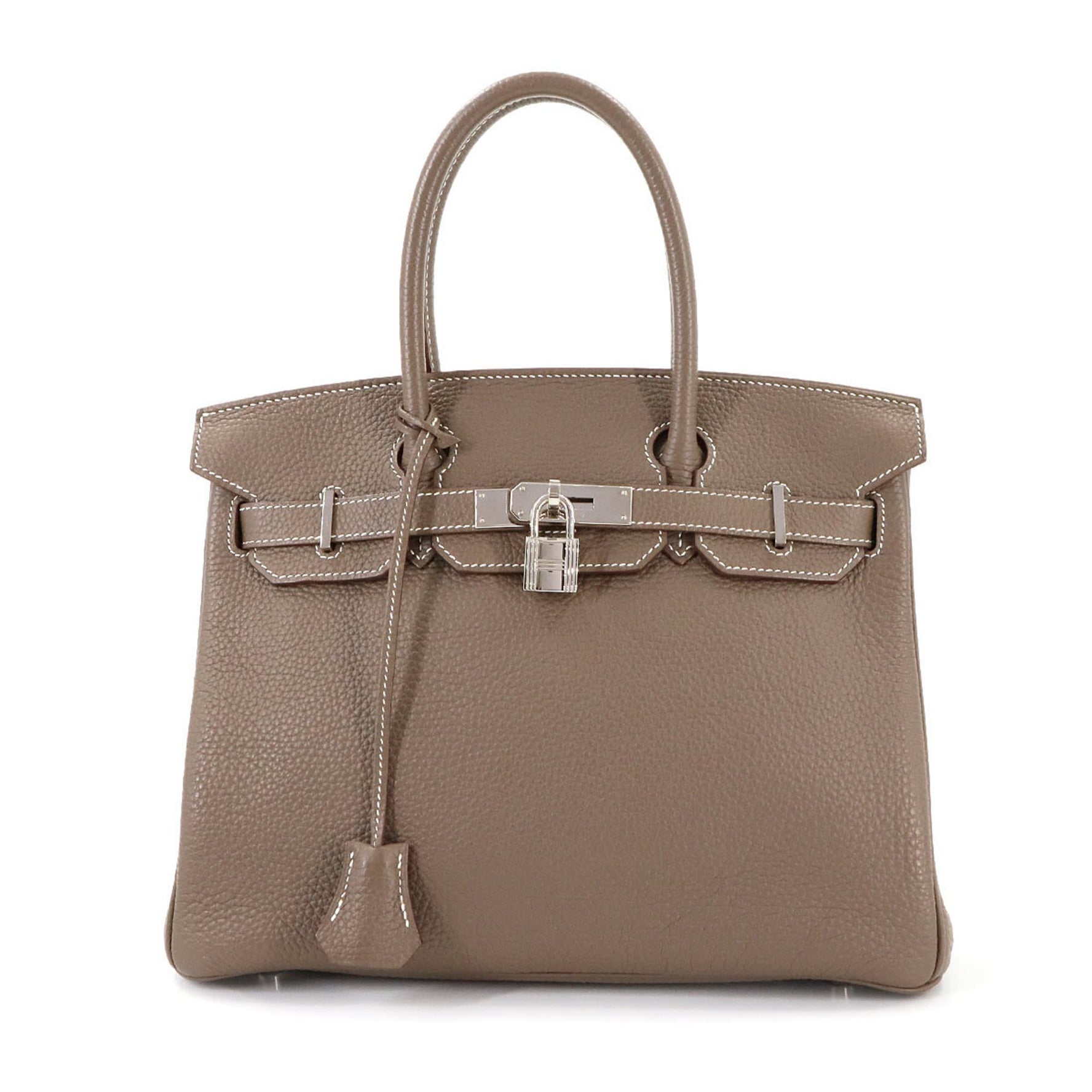 Hermes Hermès Birkin 30 Taurillon Clemence Etoupe Handbag with T Stamp and Silver Hardware