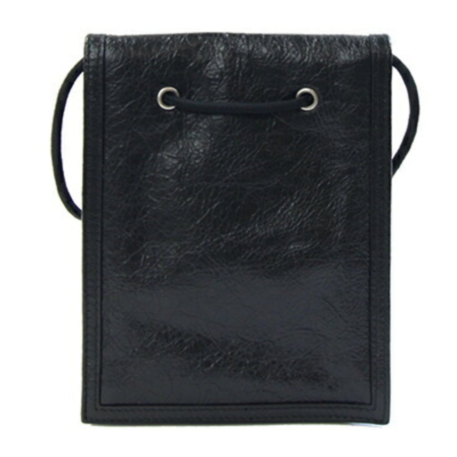 Balenciaga Explorer Shoulder Bag Black Leather Pochette Crossbody for Men and Women