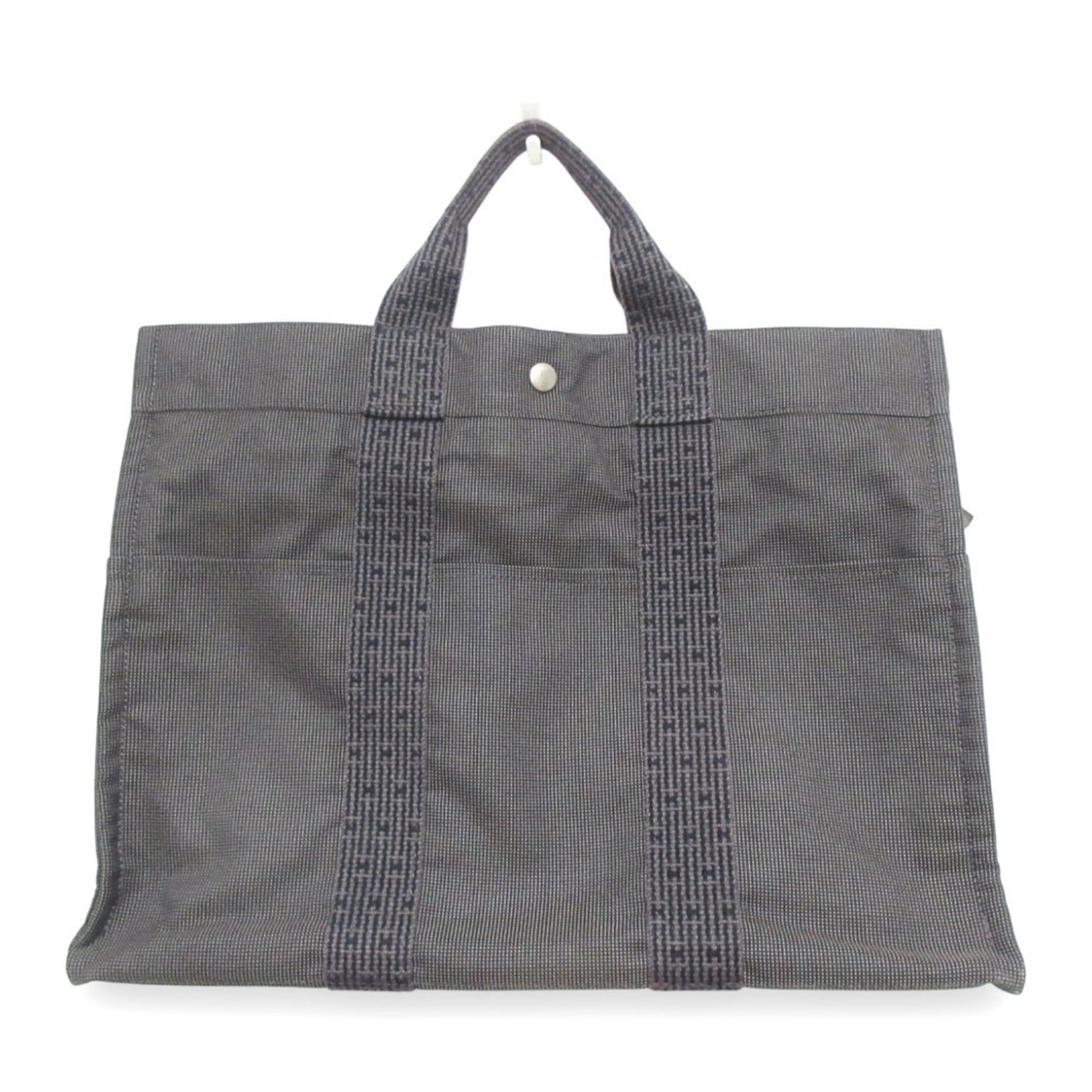 HERMES Hermes Air Line Canvas Tote Bag MM Gray Men's Women's