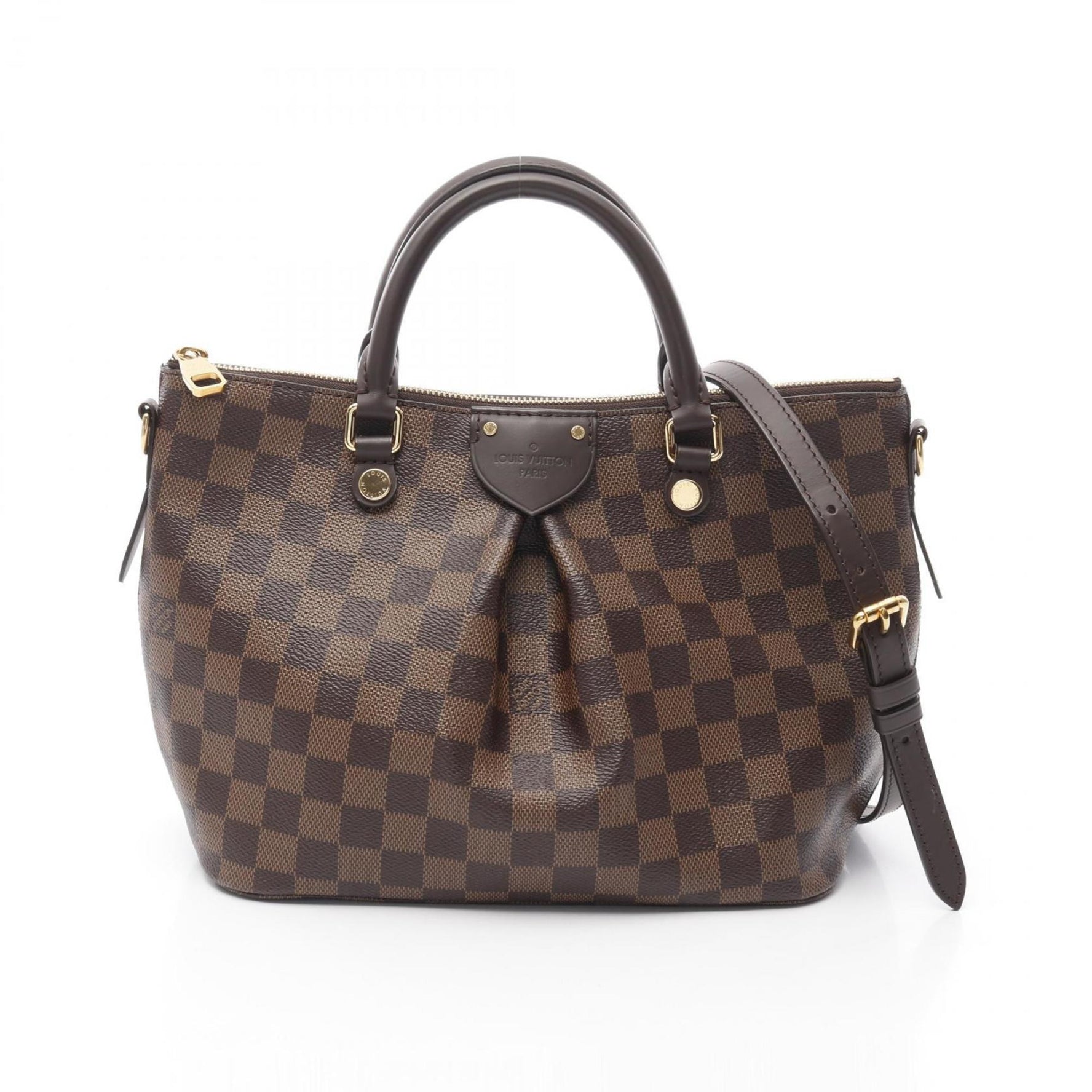 Louis Vuitton Siena PM Damier Ebene Handbag Coated Canvas Leather