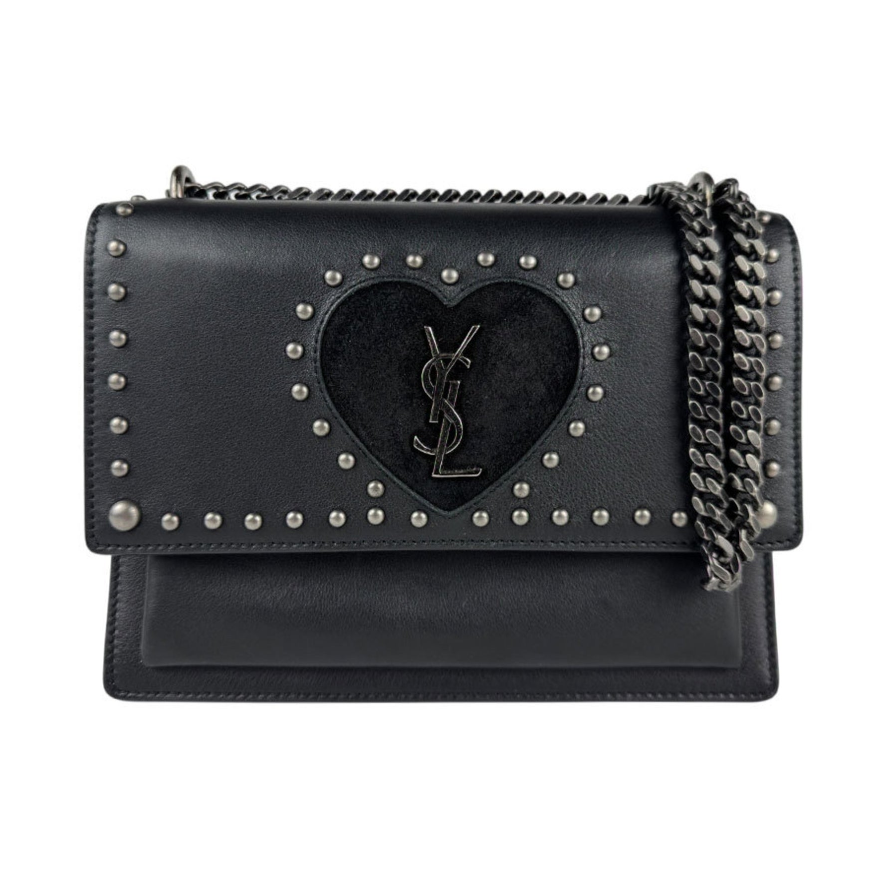 Saint Laurent Sunset Leather Shoulder Bag, Black, Women's, z6571