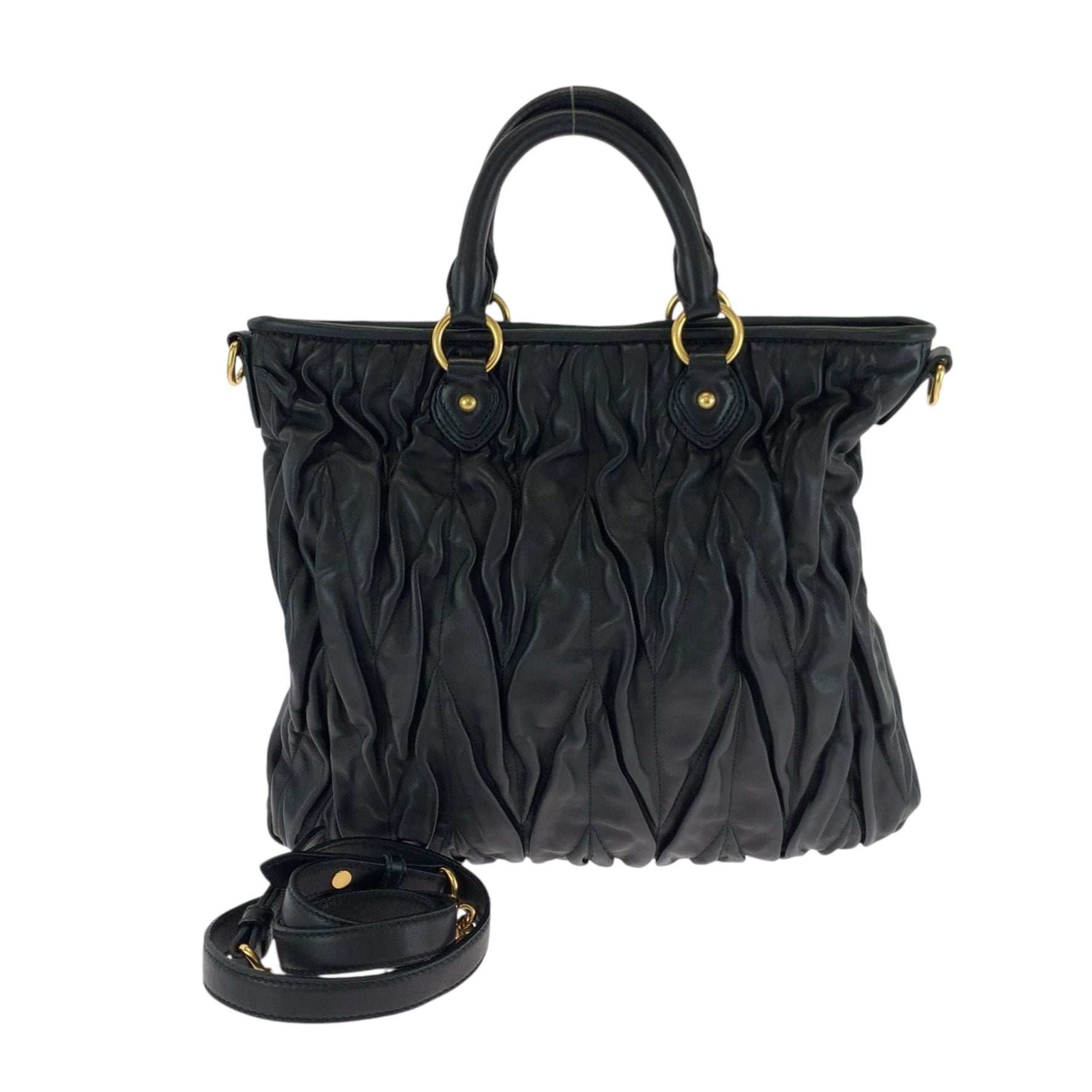 Miu Miu Miu Matelasse Gold Hardware Leather Shoulder Bag Handbag