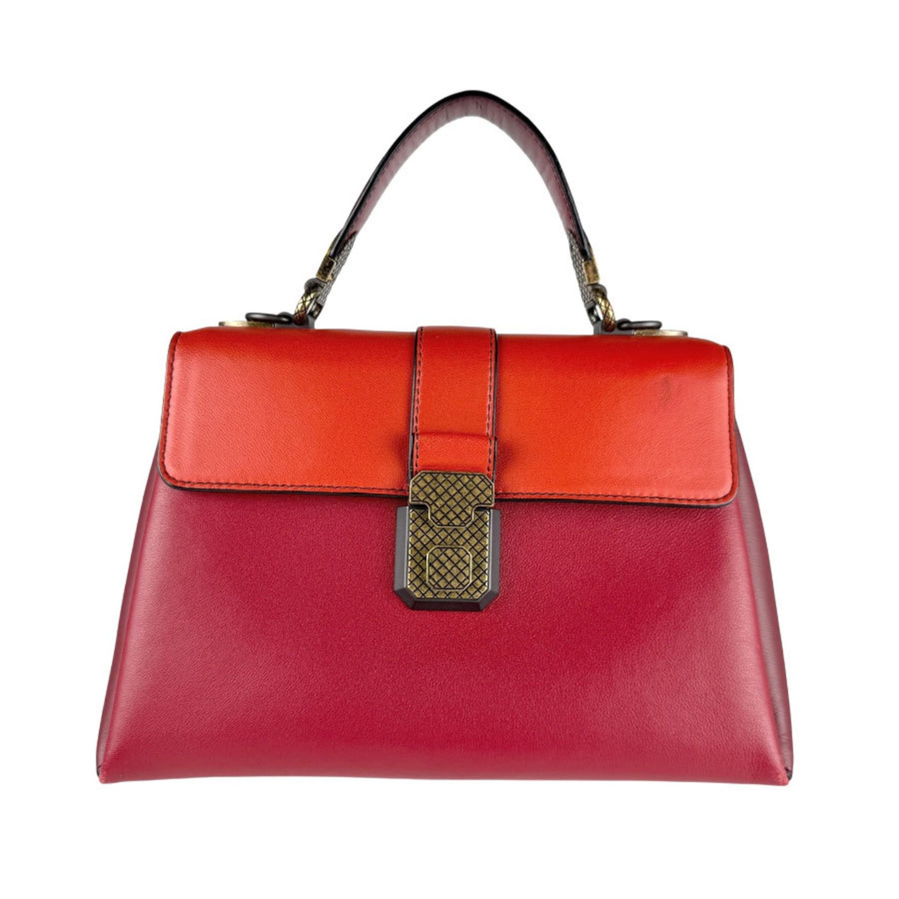 Bottega Veneta Leather Handbag/Shoulder Bag in Red and Orange