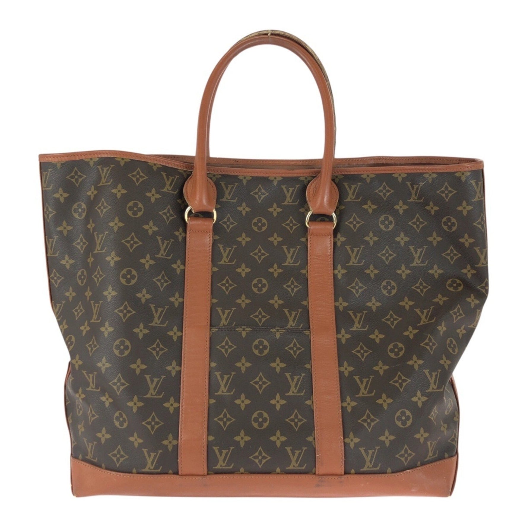 LOUIS VUITTON Vintage Monogram Sac Weekend GM with Gold Hardware, PVC/Leather, Tote Bag, Handbag