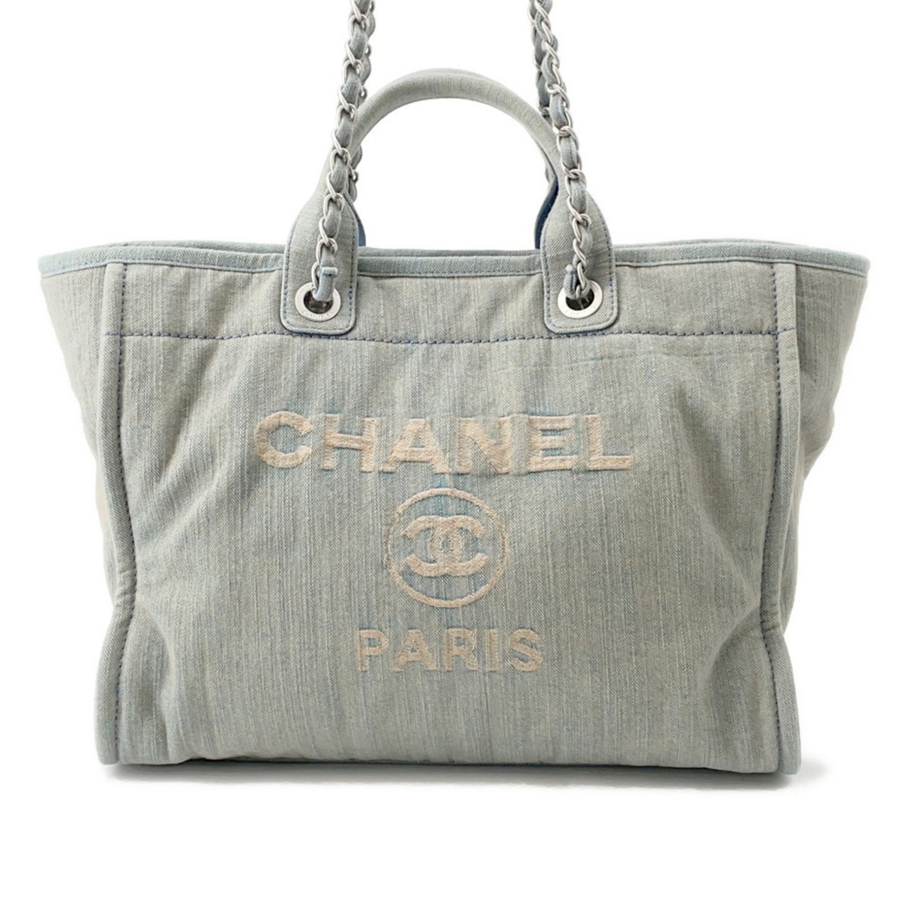 CHANEL tote bag, Deauville line, Coco Mark, denim