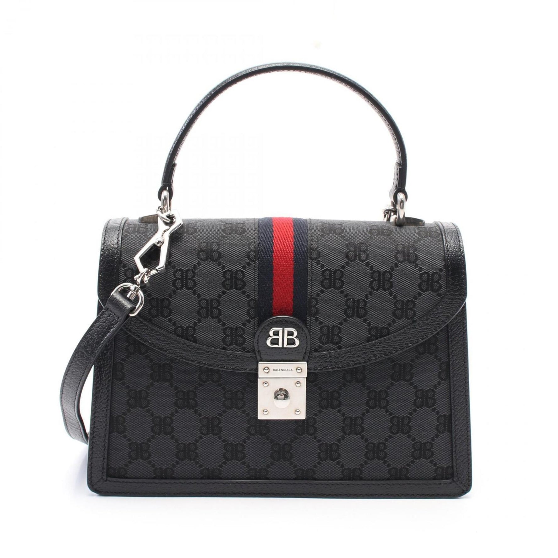 BALENCIAGA x GUCCI The Hacker Project Small Handbag Canvas Leather Women's Black