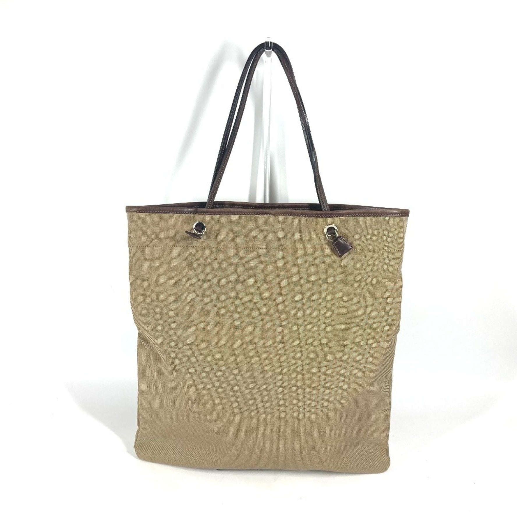 PRADA Prada vertical tote bag, shoulder logo, canvas, leather, women's, beige