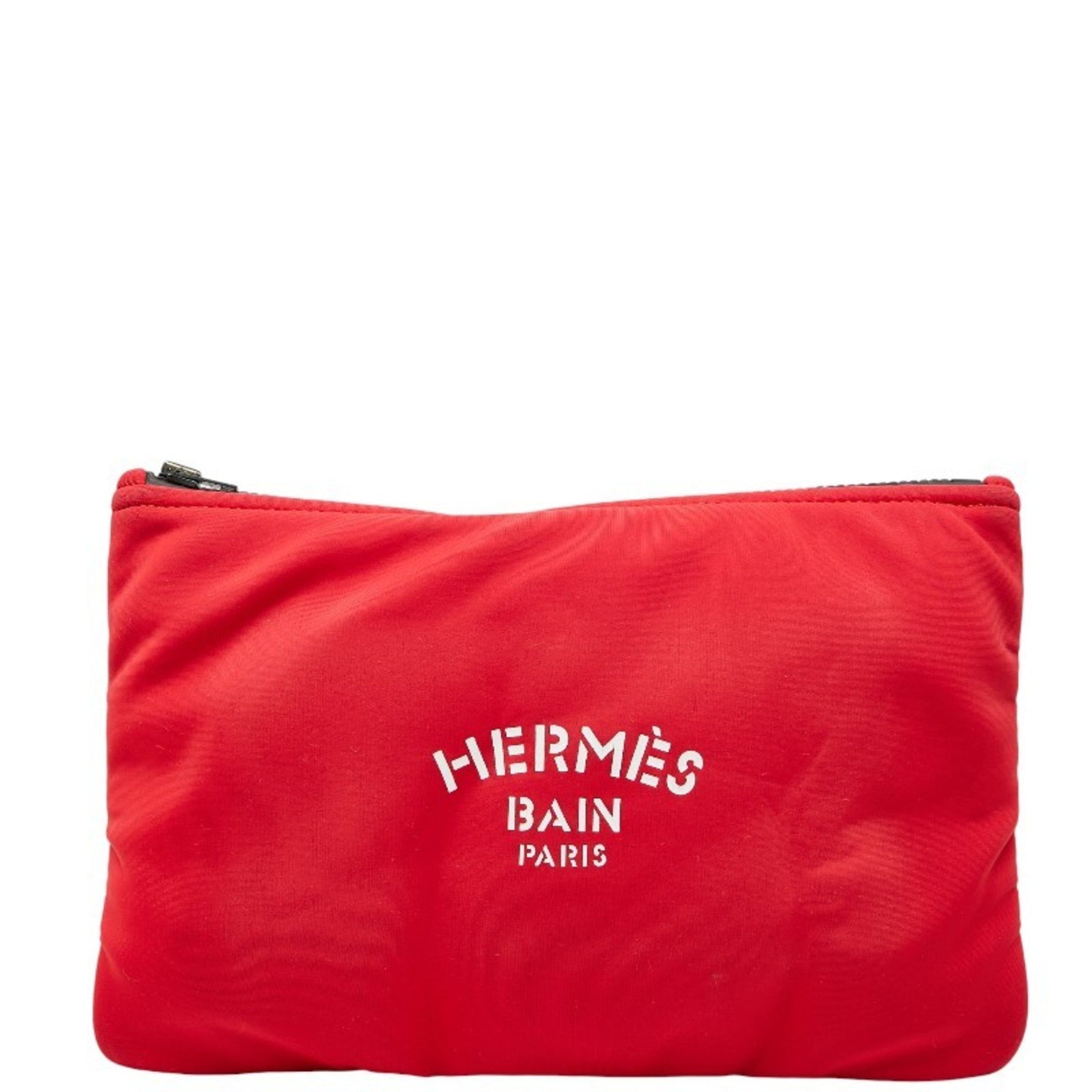 Hermès Neoban Trusse Flat MM Pouch, Small Item Case, Rouge Kazak, Red, Polyamide, Elastane, HERMES