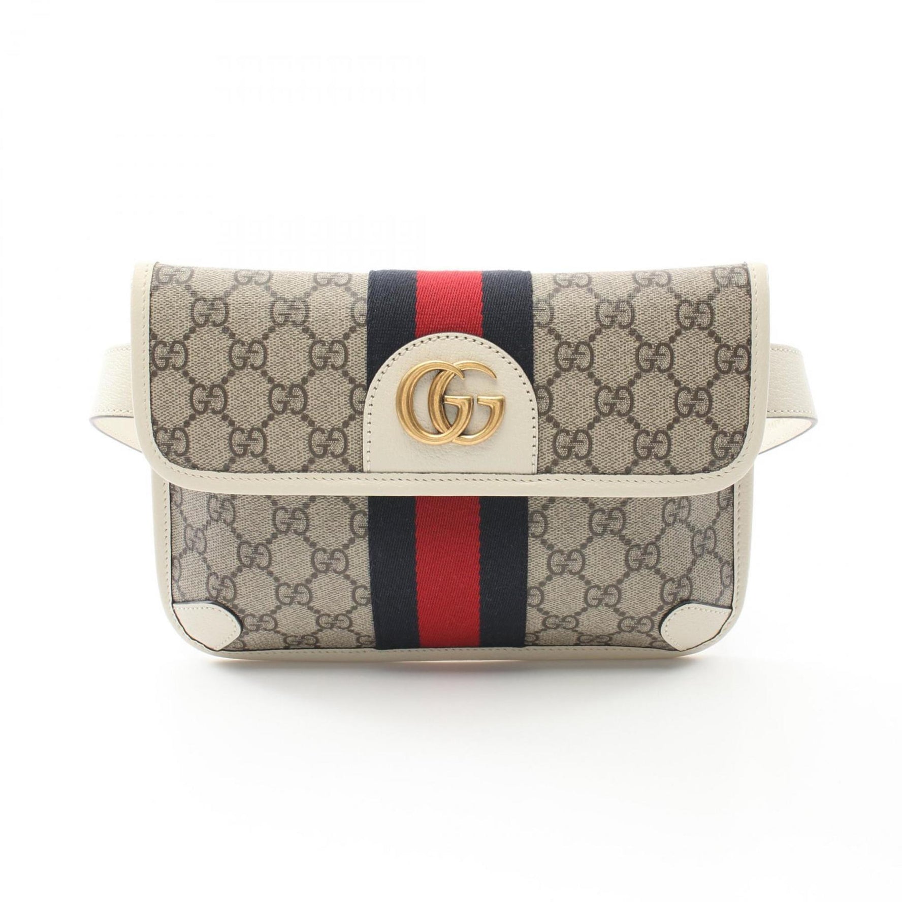 GUCCI Ophidia belt bag, waist body coated canvas, leather, men's, beige, white, multicolor