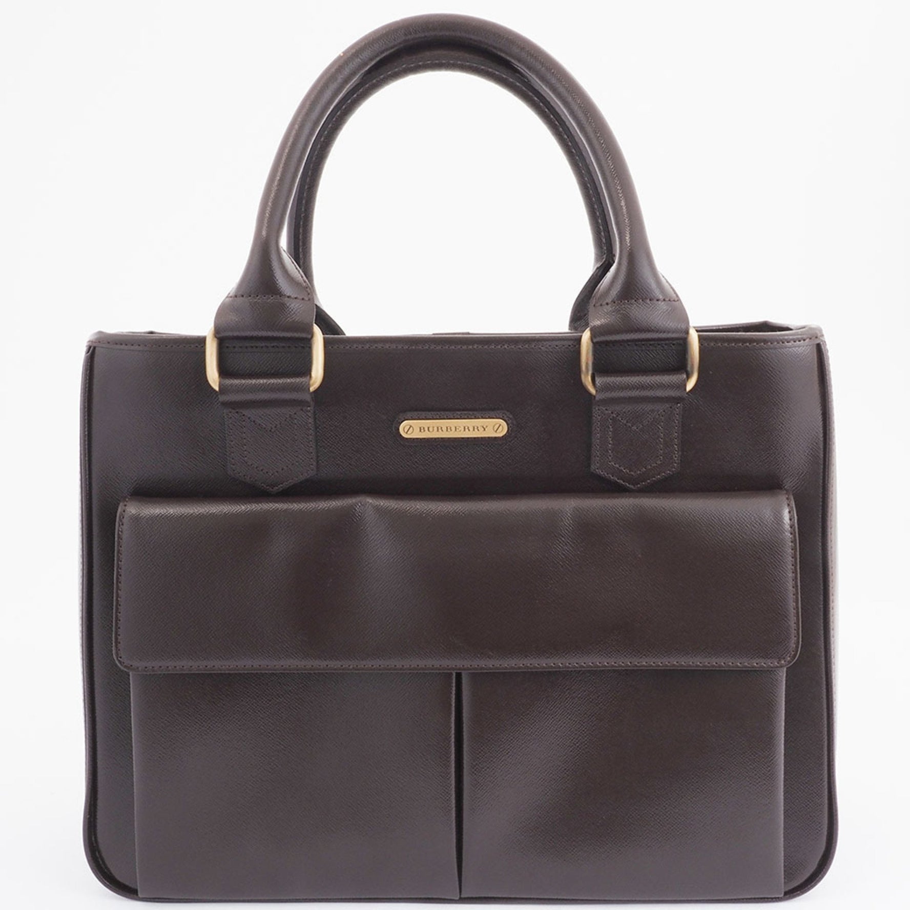 Burberry Handbag Brown Women's Leather Nova Check Storage BURBERRY