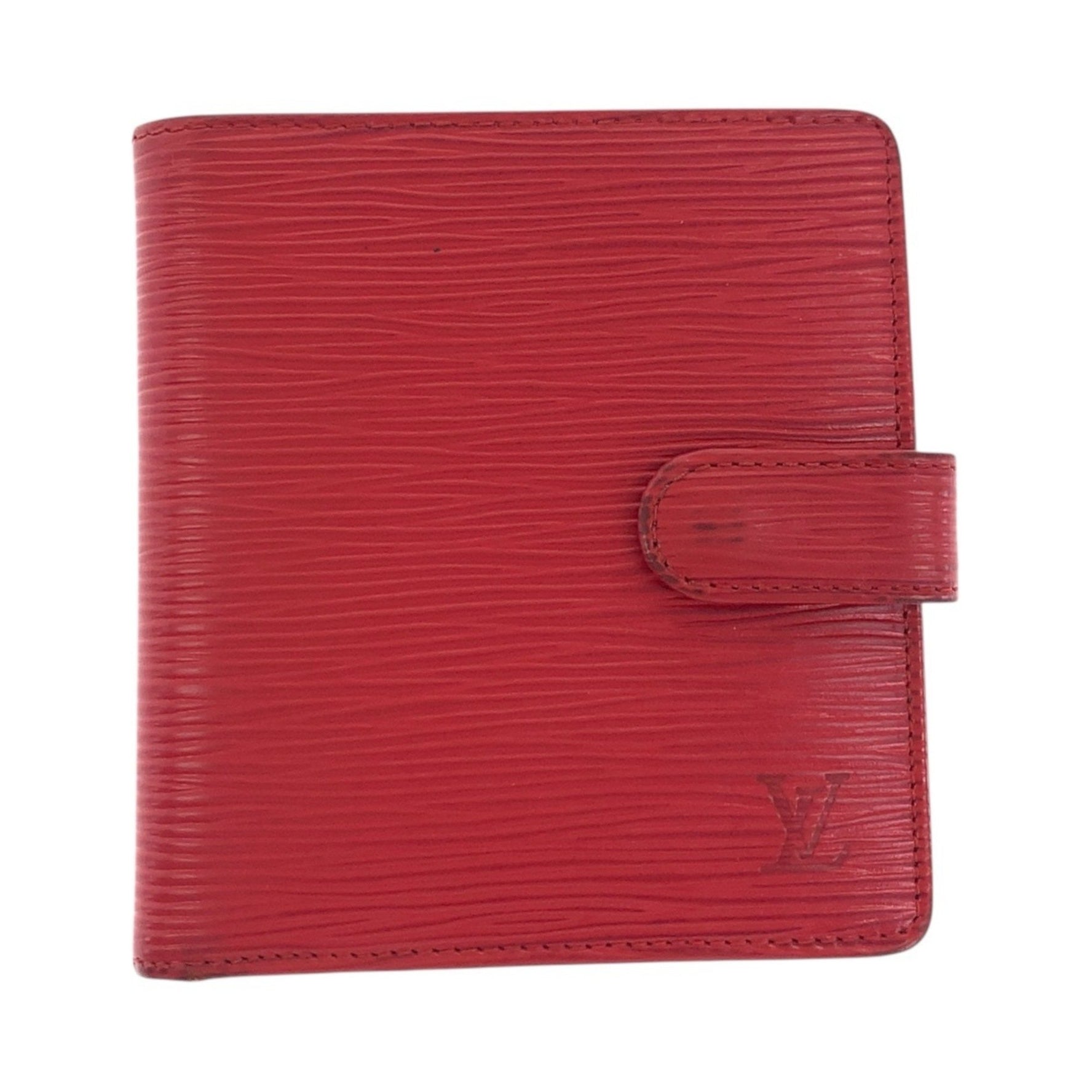 LOUIS VUITTON Epi Porte-Bie Compact Wallet in Rouge Red with Gold Hardware and Leather, M63557
