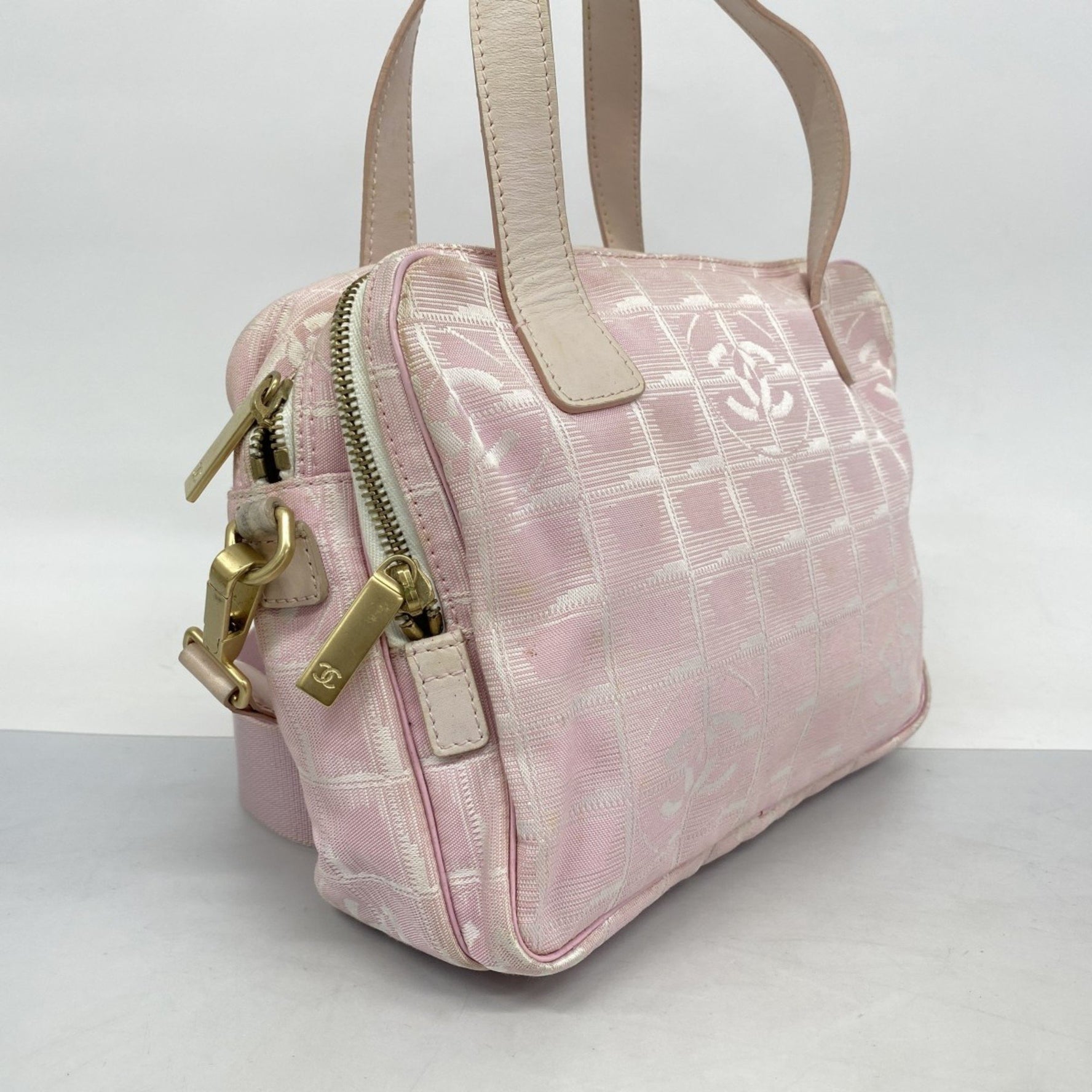 Chanel New Travel Nylon Handbag, Pink, Silver, Champagne, Bag