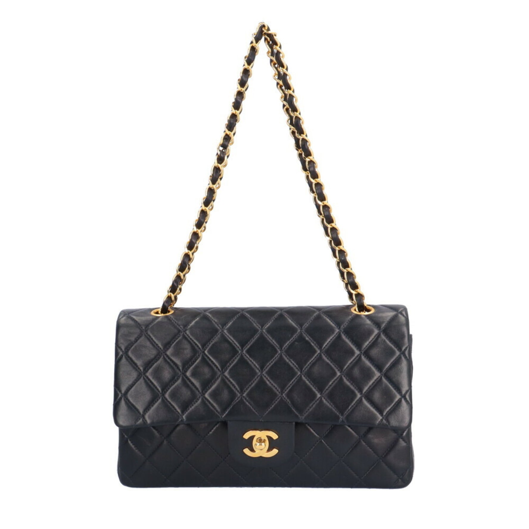 CHANEL Double Flap 25 Matelasse Shoulder Bag Lambskin
