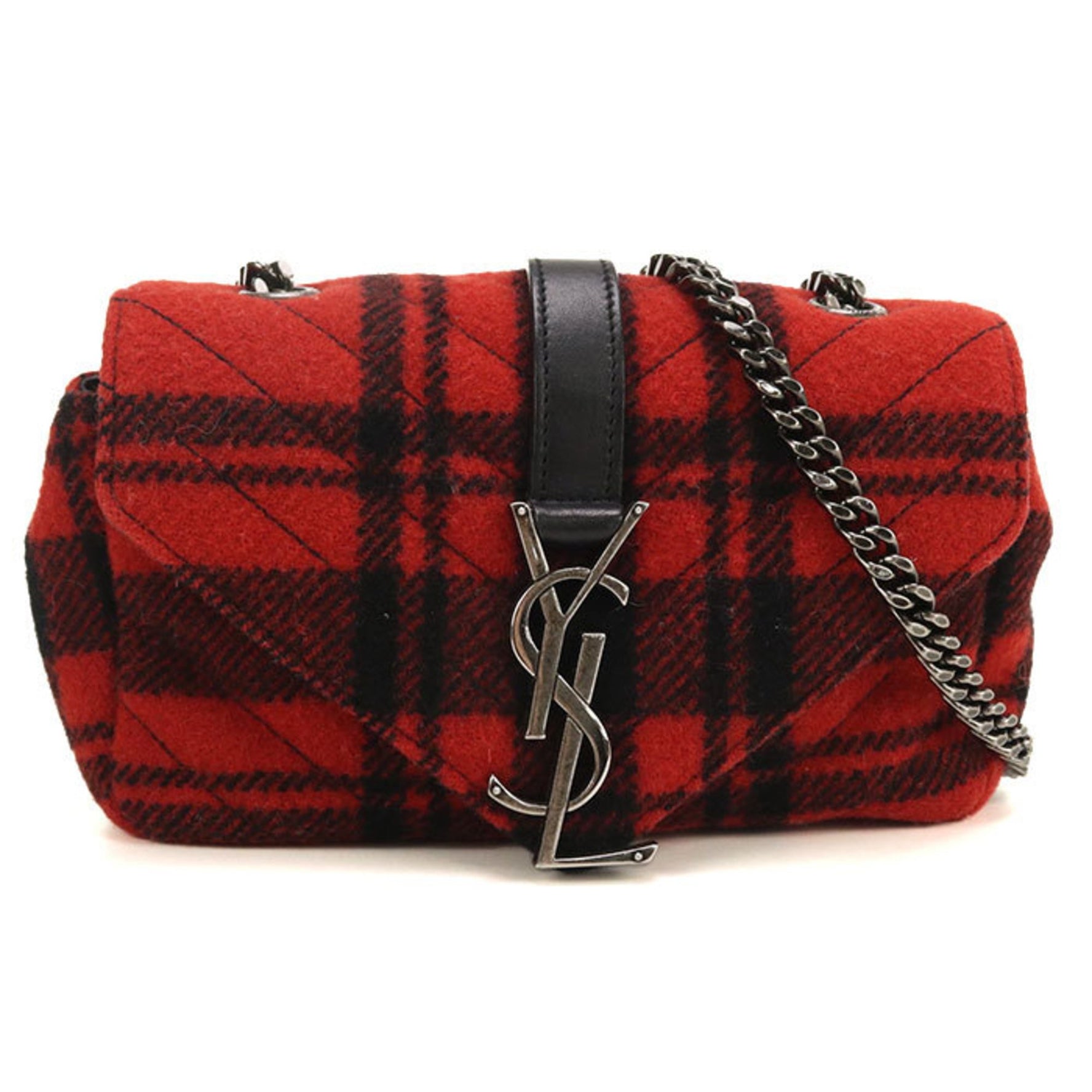 SAINT LAURENT Baby Chai Shoulder Bag Chain Bag, Red