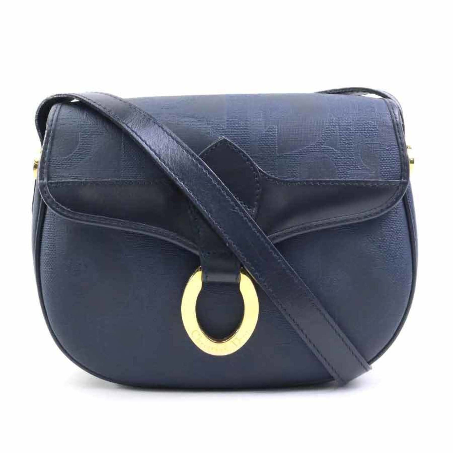 Christian Dior Coated Canvas Leather Shoulder Bag in