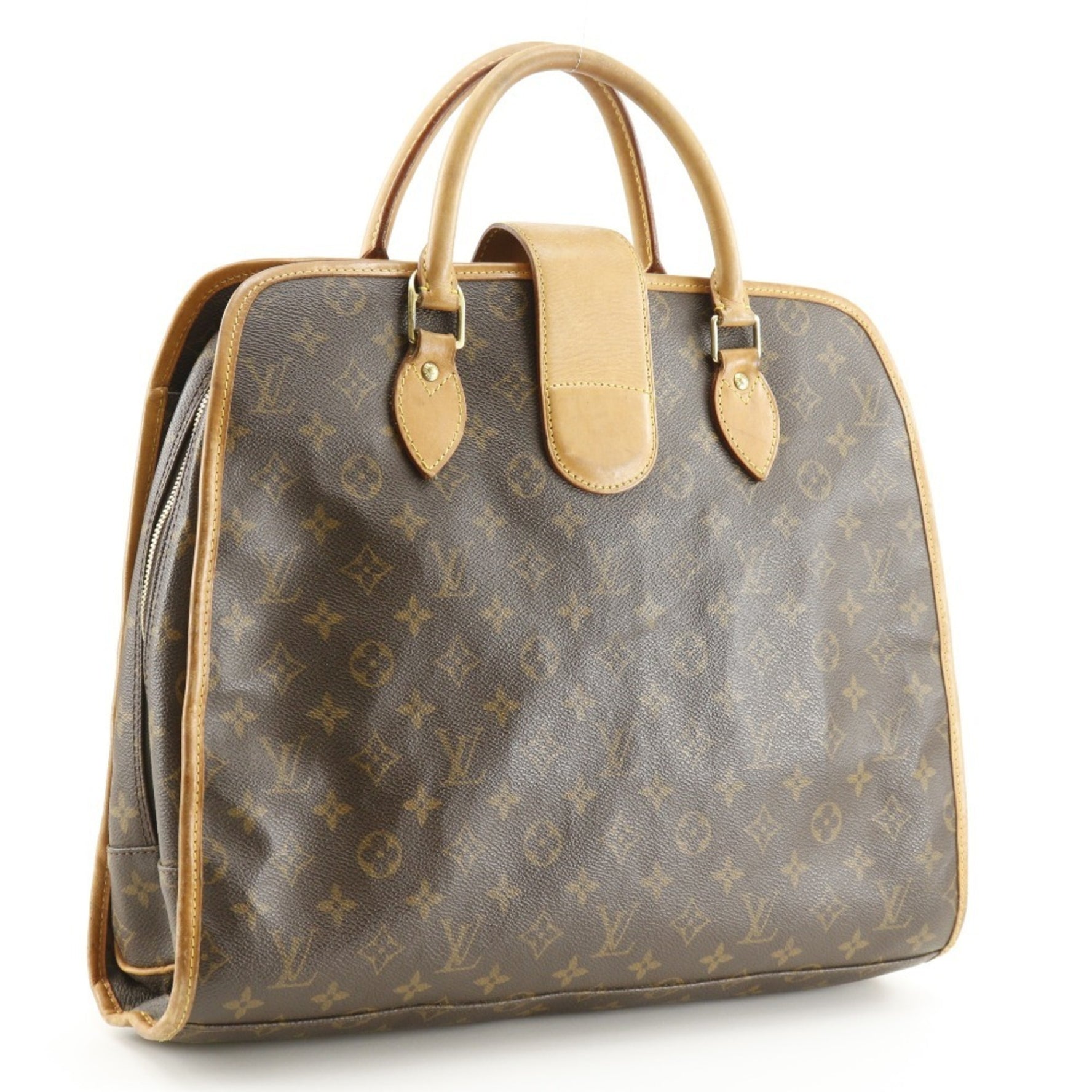 Louis Vuitton LOUIS VUITTON Rivoli Handbag Bag M53380 Monogram Canvas 2001 Brown MI0031 Double Unisex