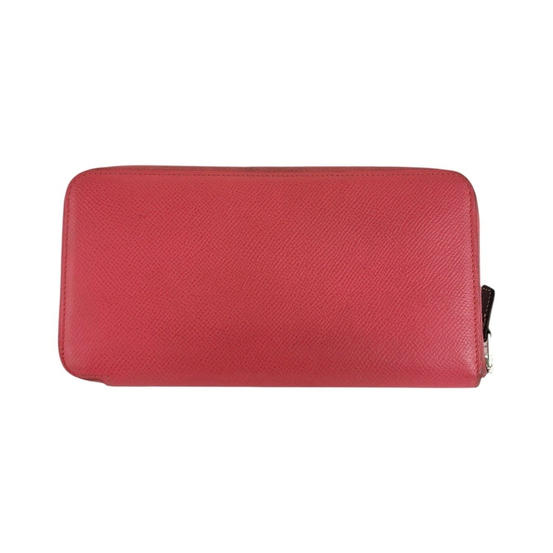 HERMES Azap Long Silk In Rose Azalee Pink Silver Hardware Epsom Leather Wallet Stamp Women's