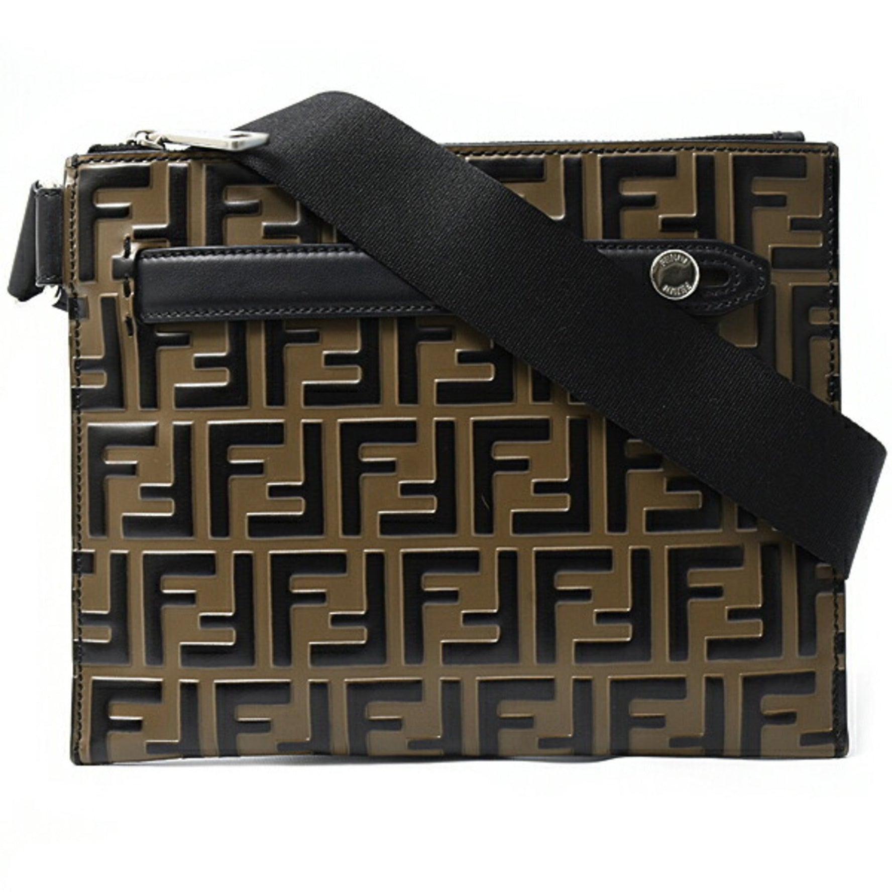 Fendi Men's and Zucca FF Shoulder Bag Calf