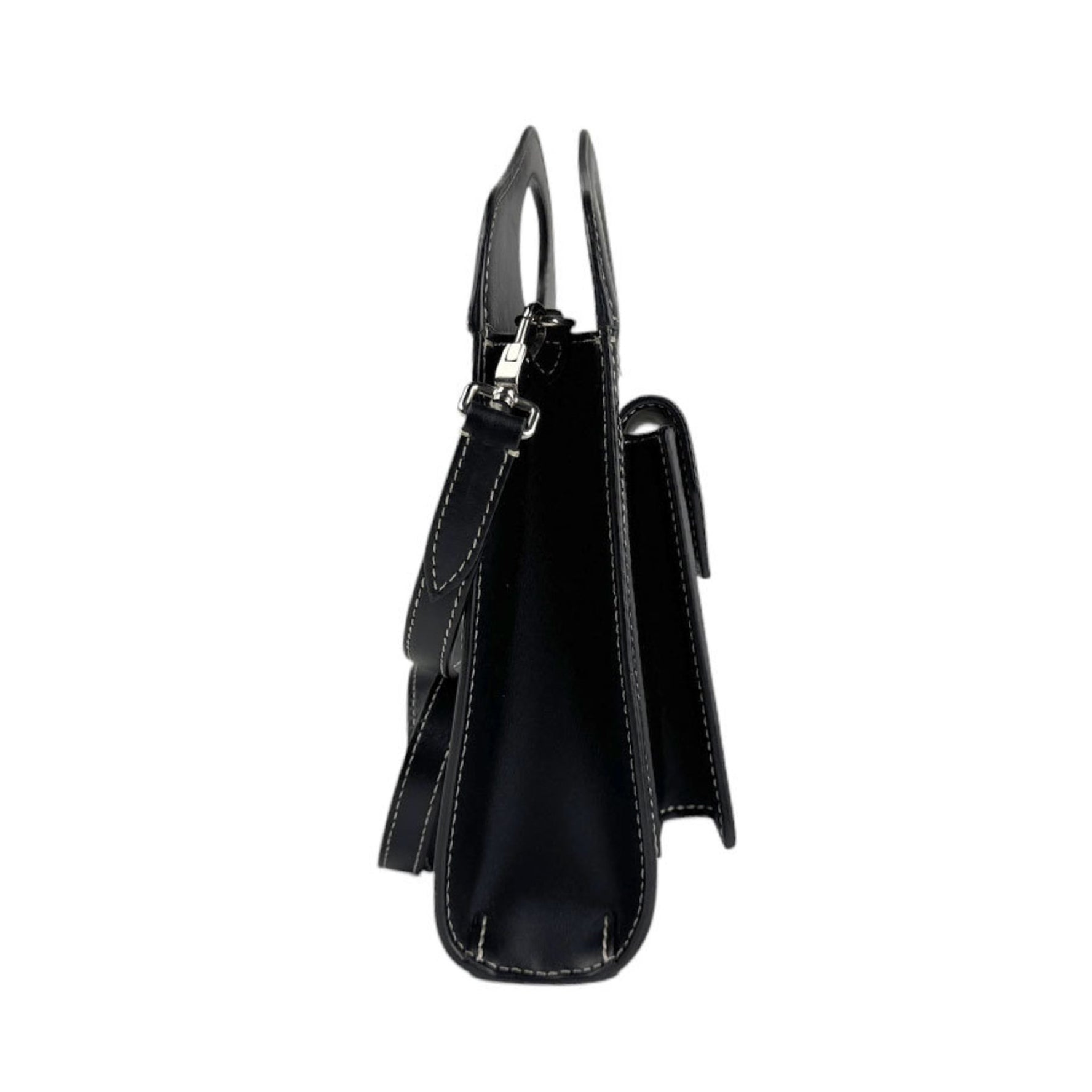 Burberry handbag shoulder bag canvas leather blue black silver ladies z4342