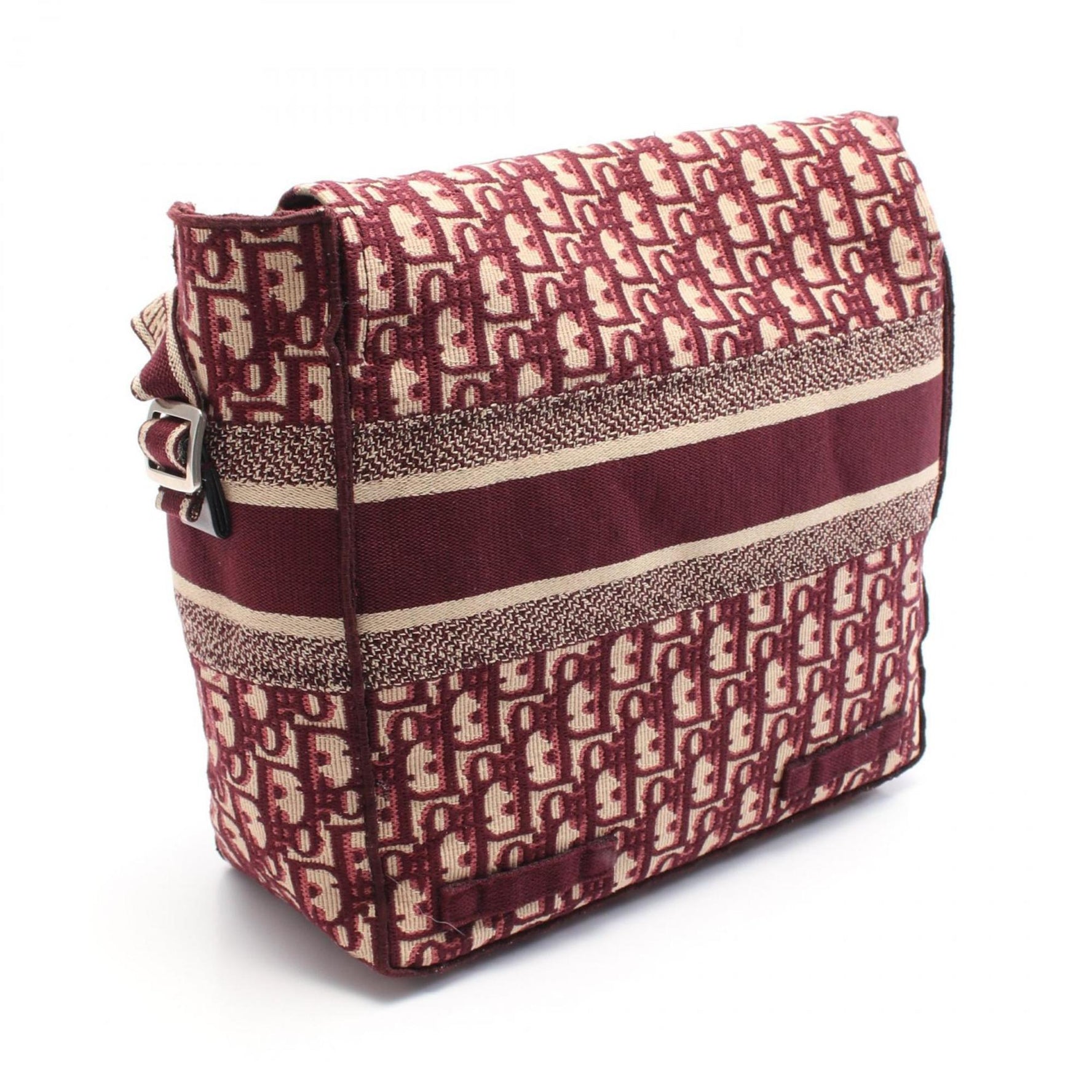 Christian Dior Dior Camp Oblique Shoulder Bag, Canvas, Bordeaux/Beige