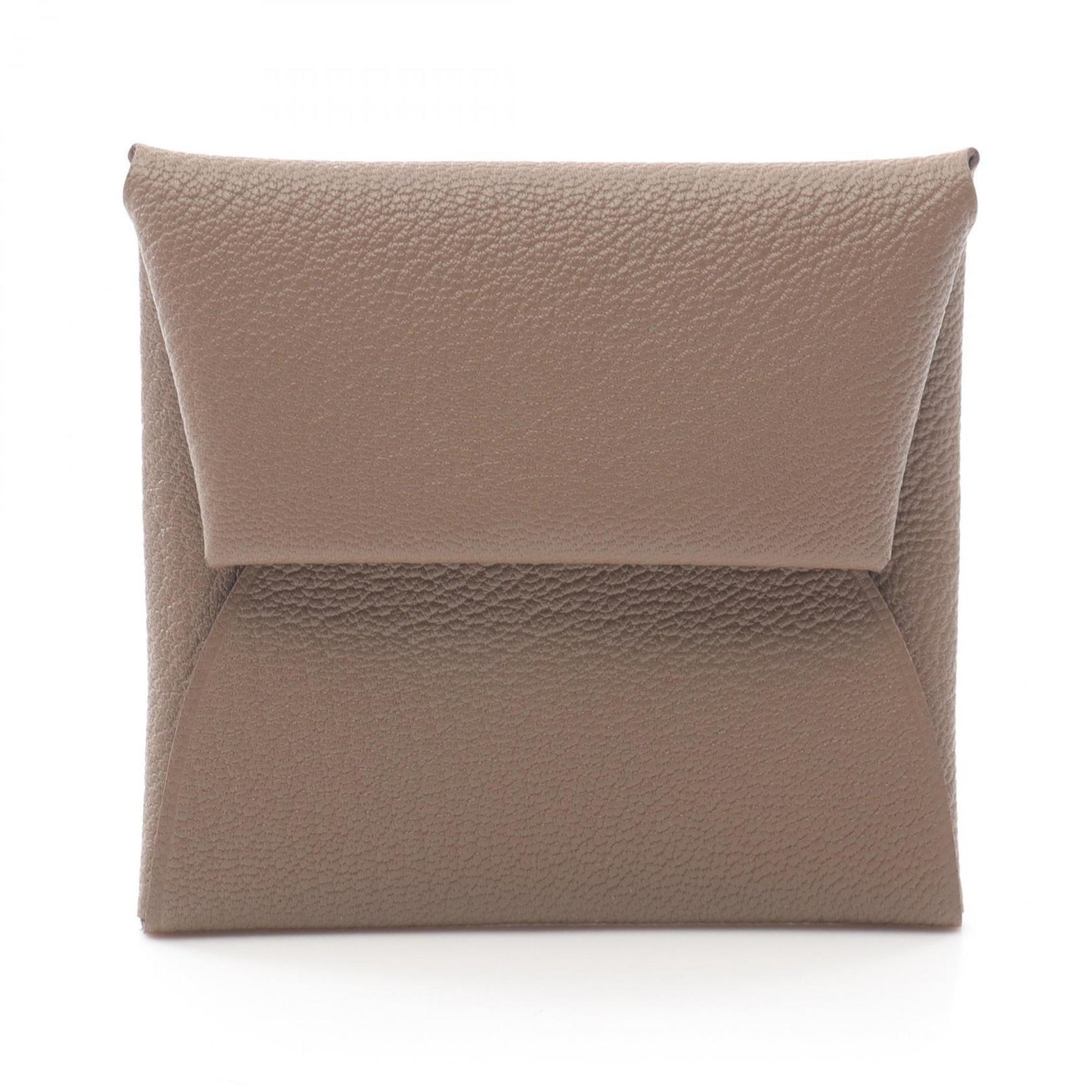 Hermes Bastia Etoupe Wallet/Coin Case Wallet Chevre Brown W Engraved S Metal Fittings