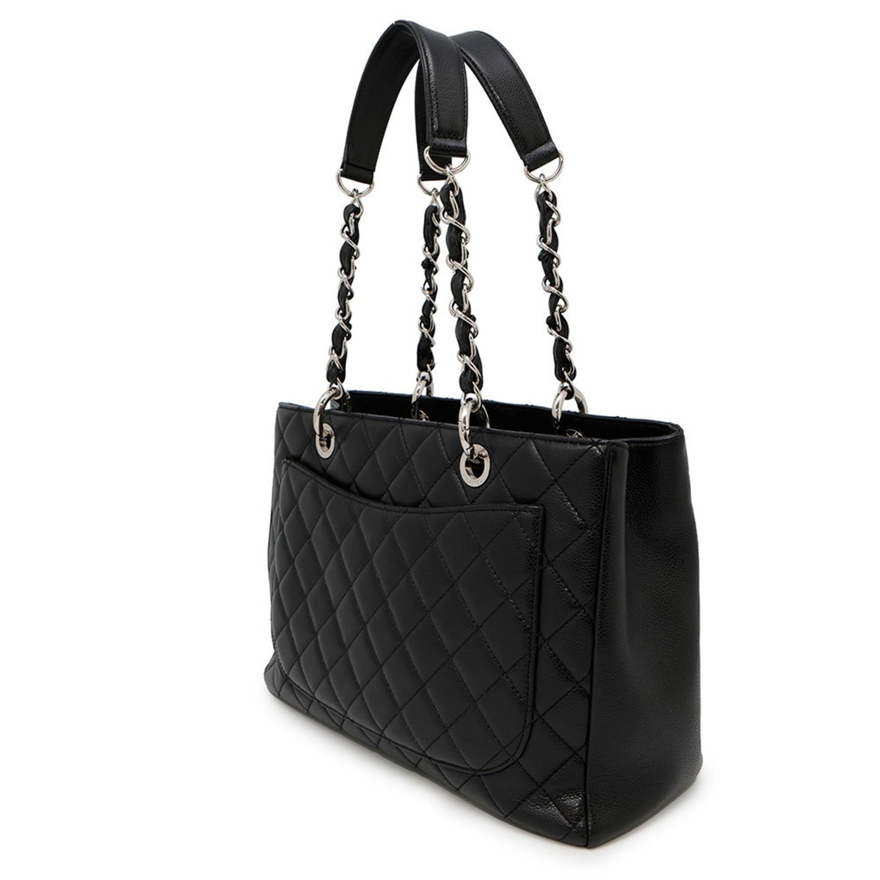 Chanel Chain Tote Bag with Coco Mark and Caviar Leather Matelasse GST A50995 CHANEL Shoulder Black