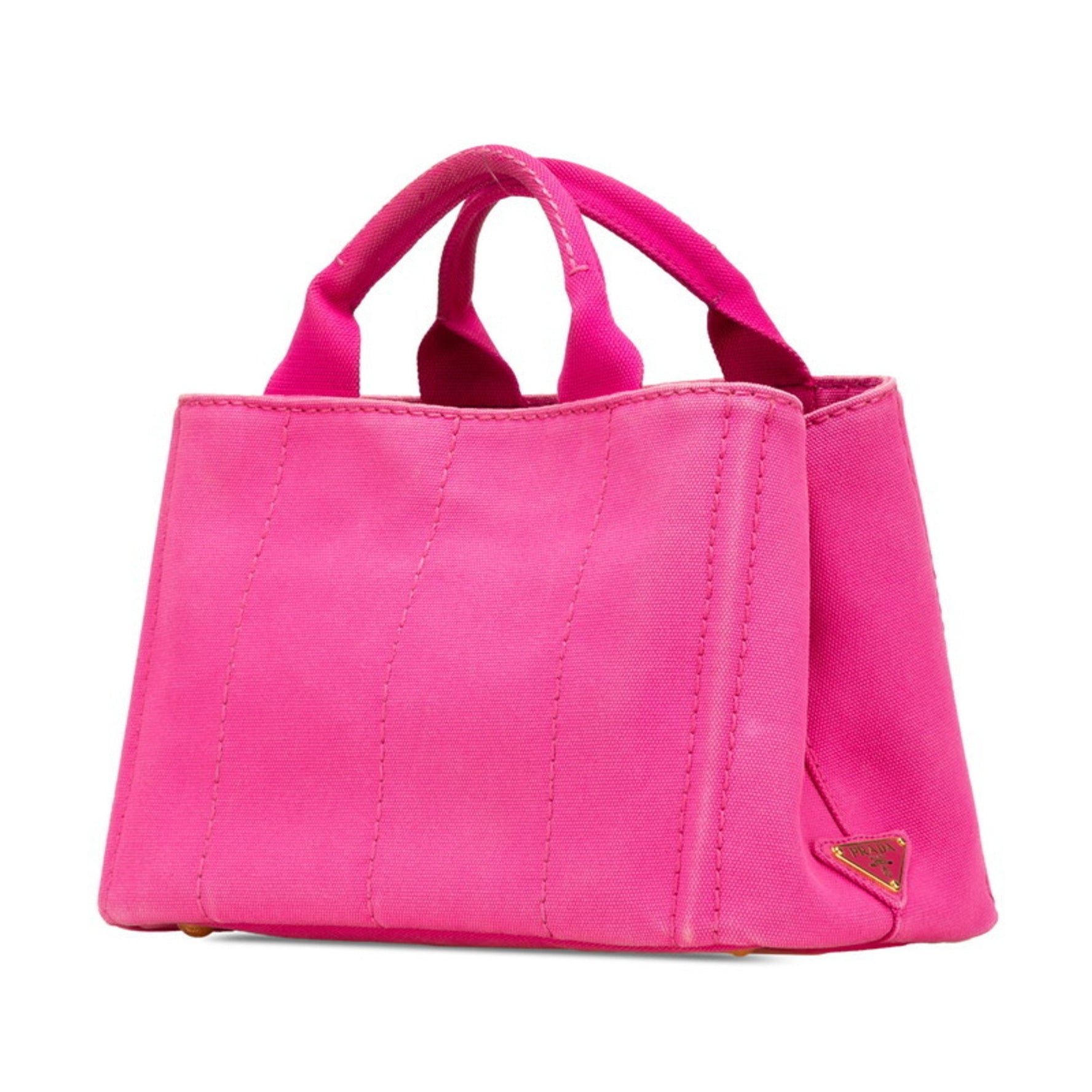 Prada Triangle Logo Plate Mini Canapa Handbag/Shoulder Bag, Canvas