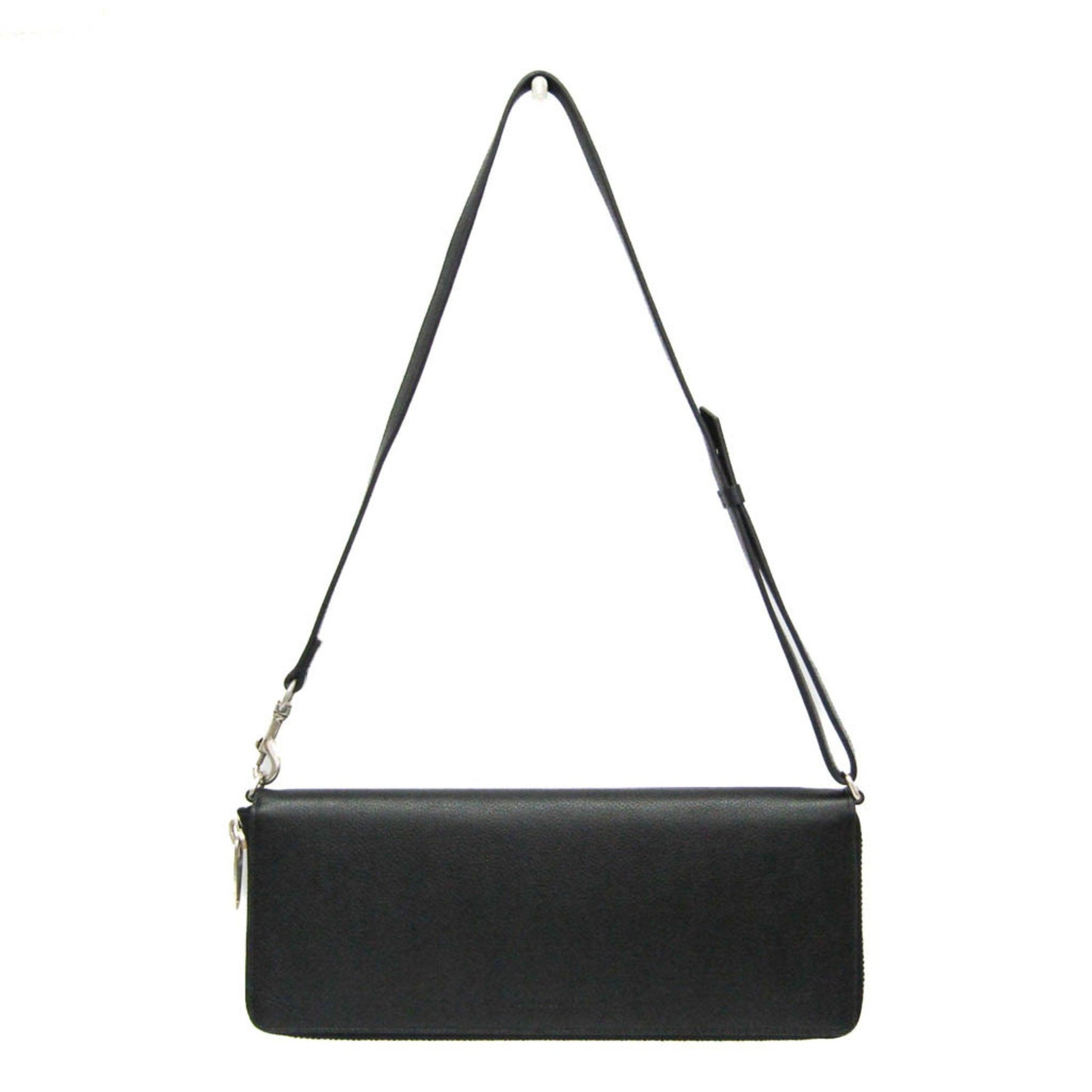 Balenciaga LEASH CLUTCH Women,Men Leather Shoulder Bag Black