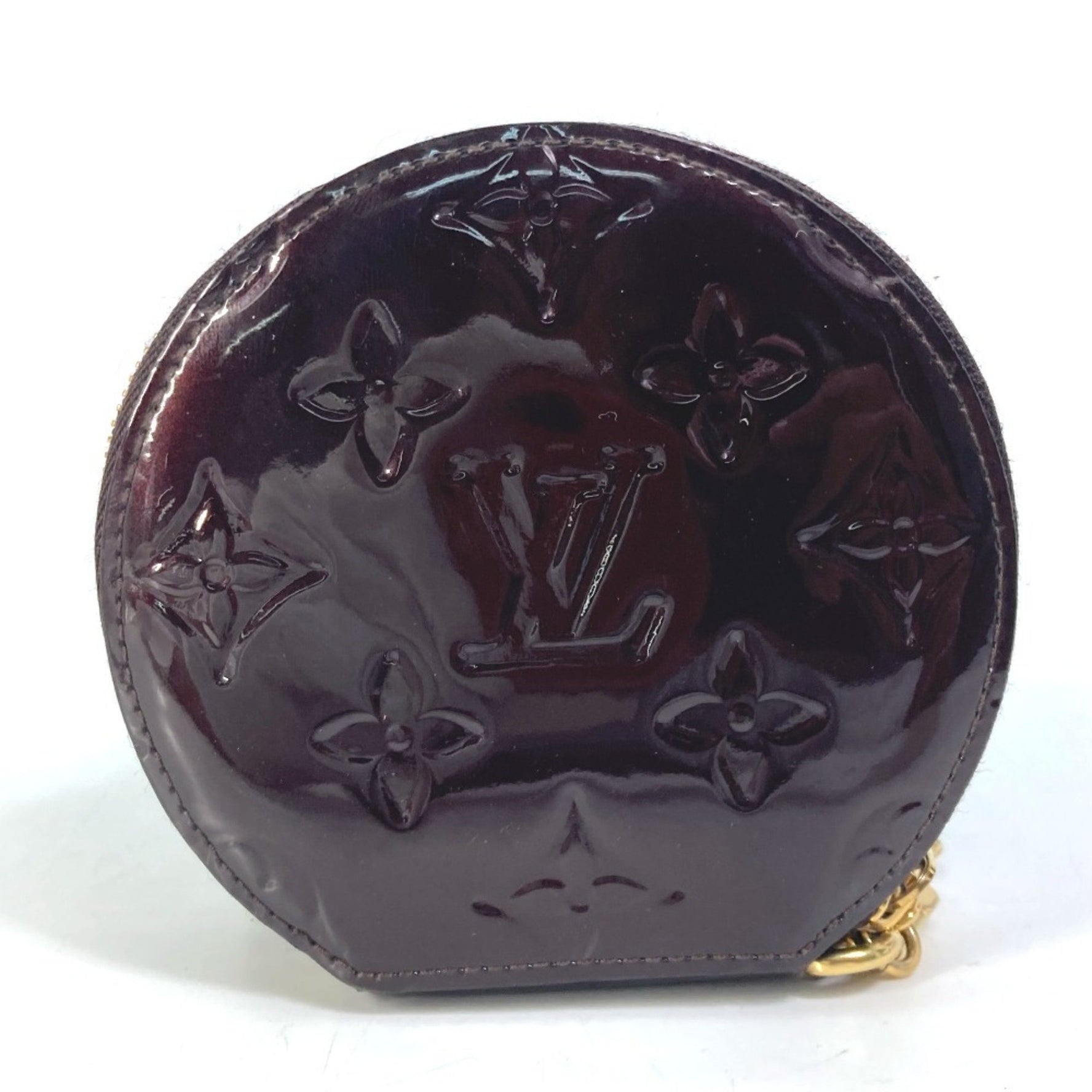 LOUIS VUITTON M91386 Monogram Vernis Porte Monnaie Ecreuil Coin Purse Wallet with Chain and Tassel, Women's, Amaranth Purple