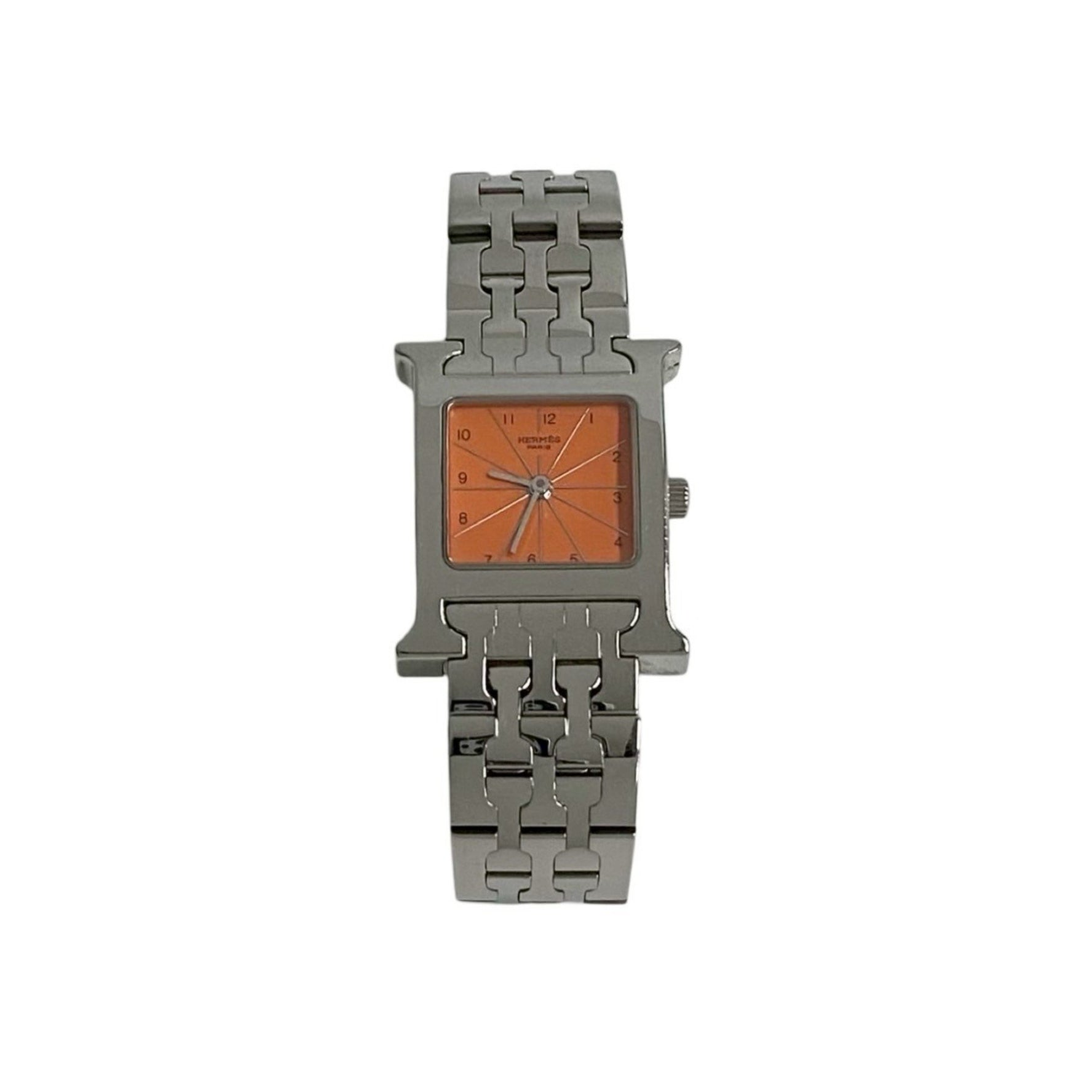 HERMES H Watch Quartz Stainless Steel Wristwatch Silver Men's Women's