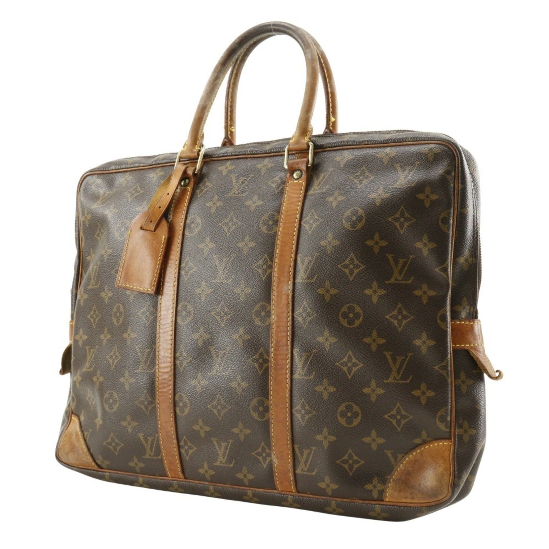 Louis Vuitton Porto Documan-Voyage Business Briefcase Monogram Canvas, Made in France, 2002, Size, Double Zipper