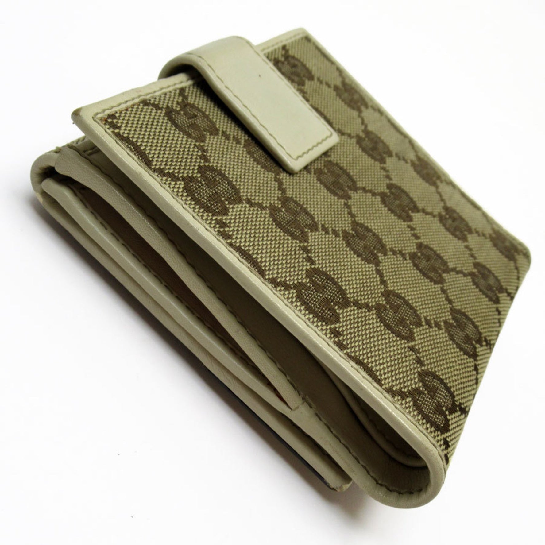 GUCCI Bi-fold wallet GG canvas leather brown x ivory men's women's t19554i